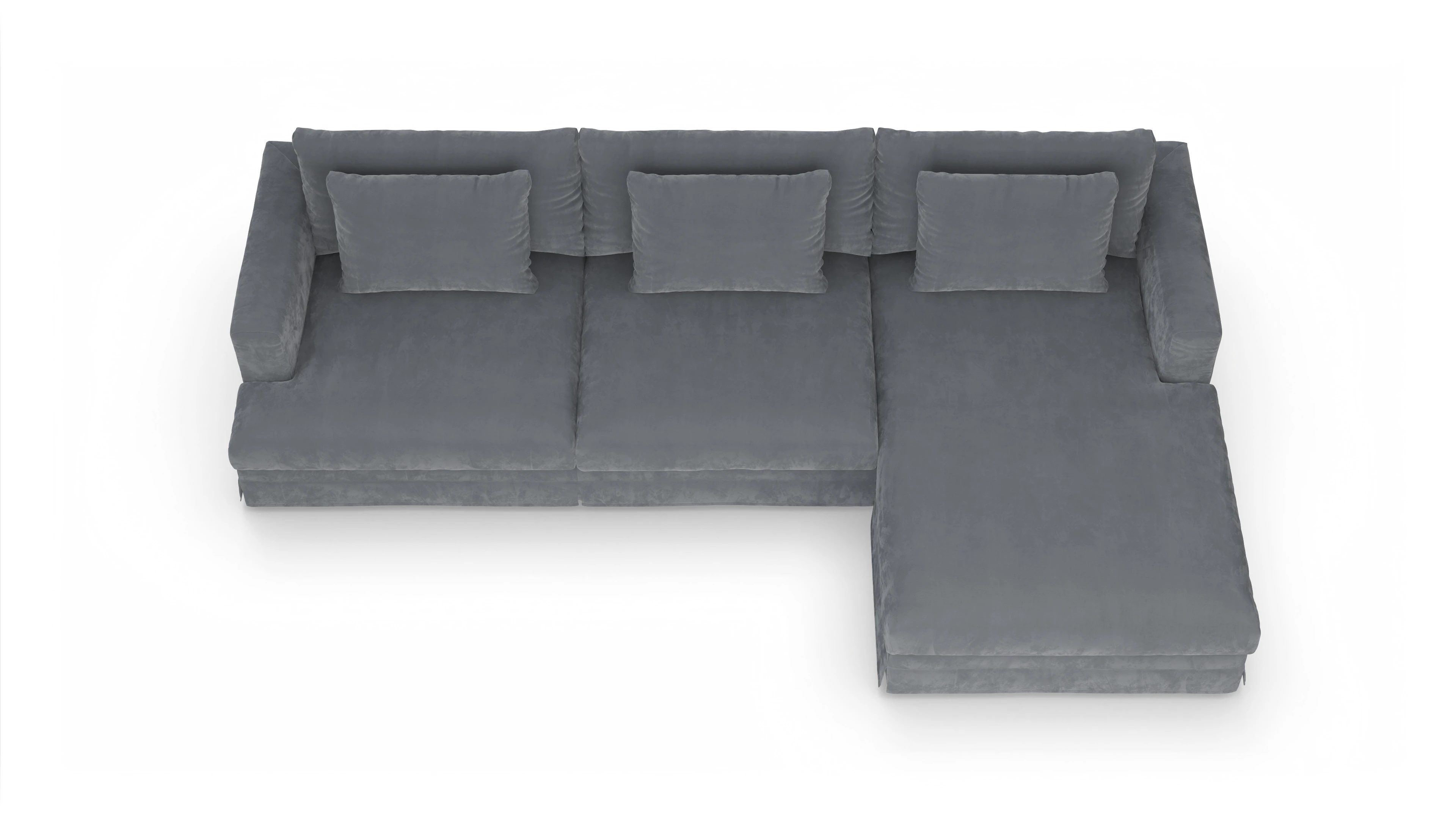 Ansicht des Produktes Pittori Sofa mit Rec rechts in Samt grau