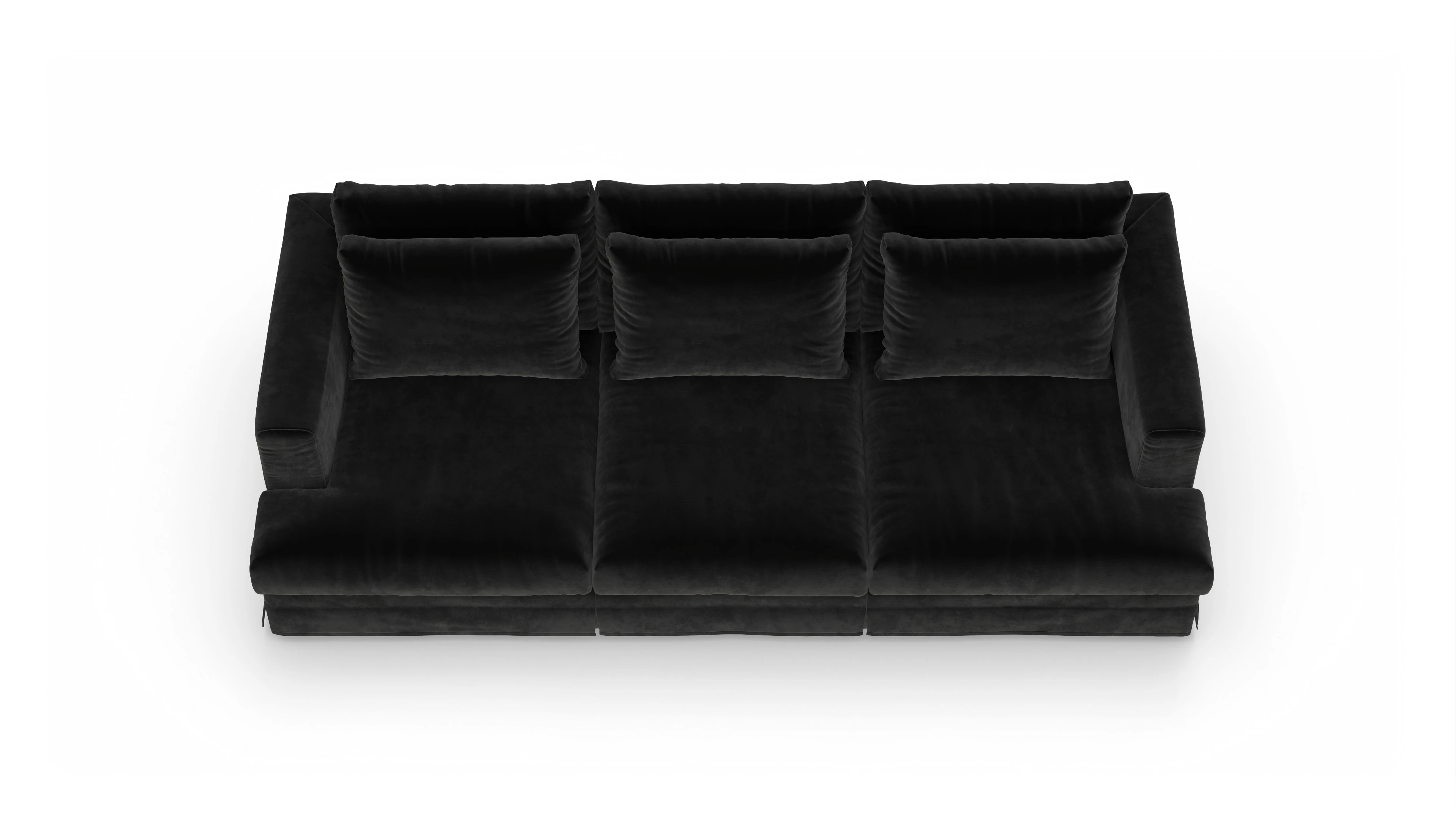 Pittori Hussen-Sofa Ansicht des Produktes Pittori 3,5-Sitzer in Samt schwarz