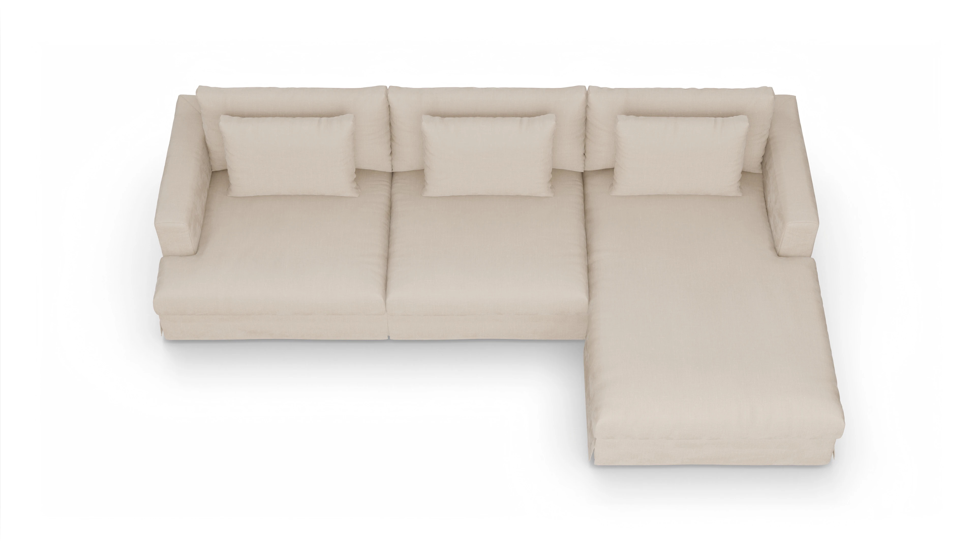 Pittori Hussen-Sofa Ansicht des Produktes Pittori Sofa mit Rec rechts in Stoff weiß