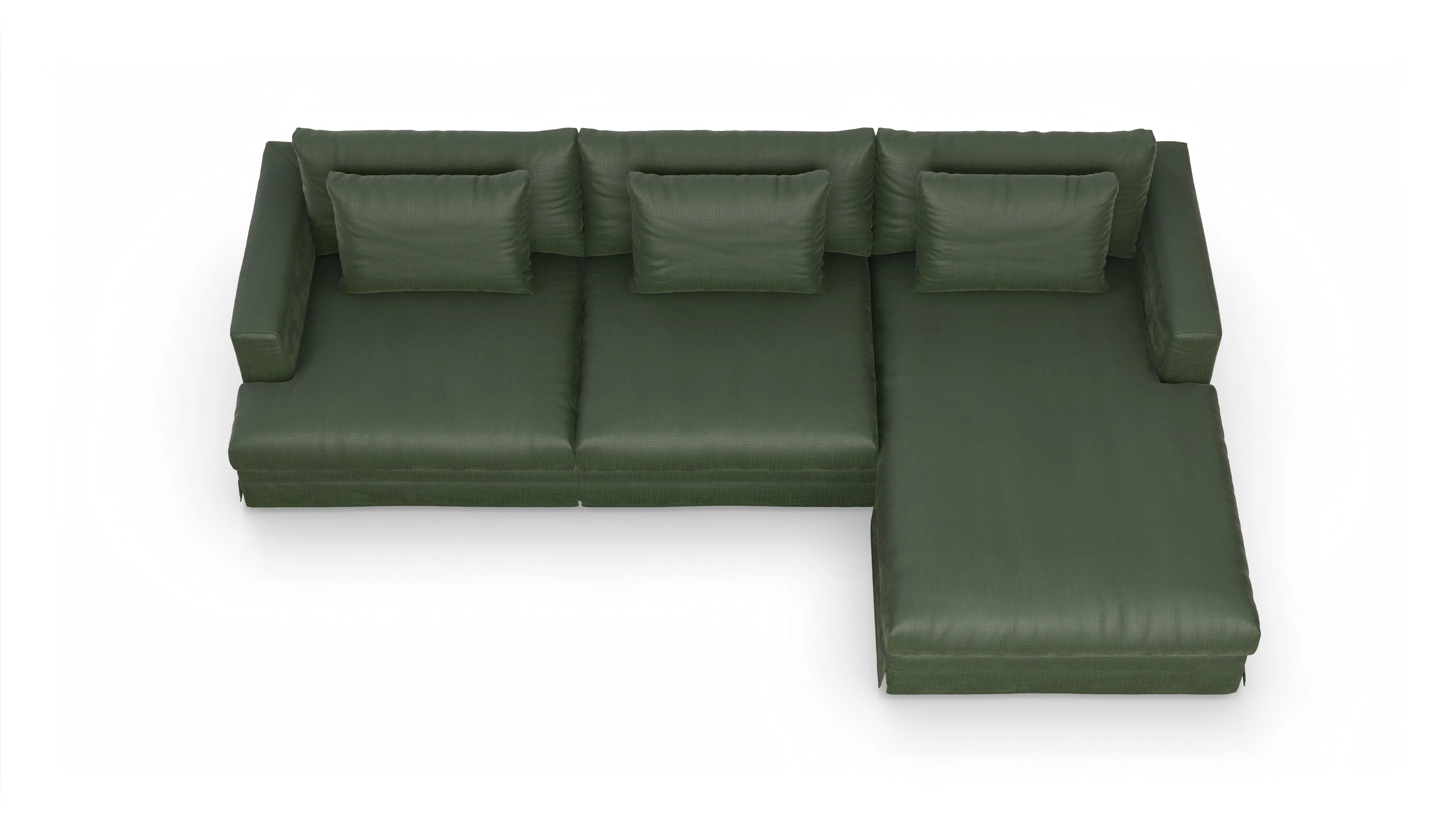 Ansicht des Produktes Pittori Sofa mit Rec rechts in Stoff grün