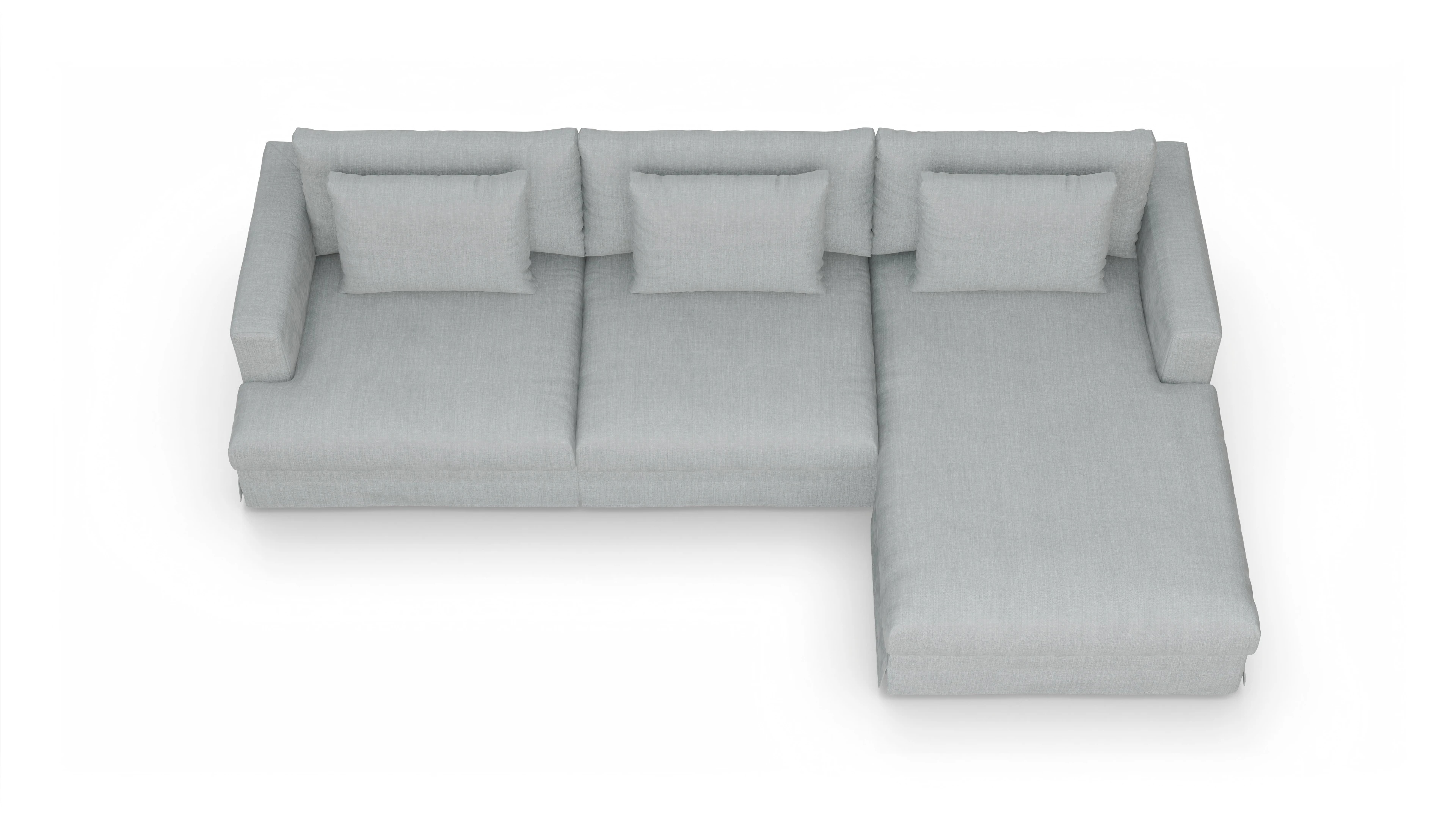 Ansicht des Produktes Pittori Sofa mit Rec rechts in Stoff grau