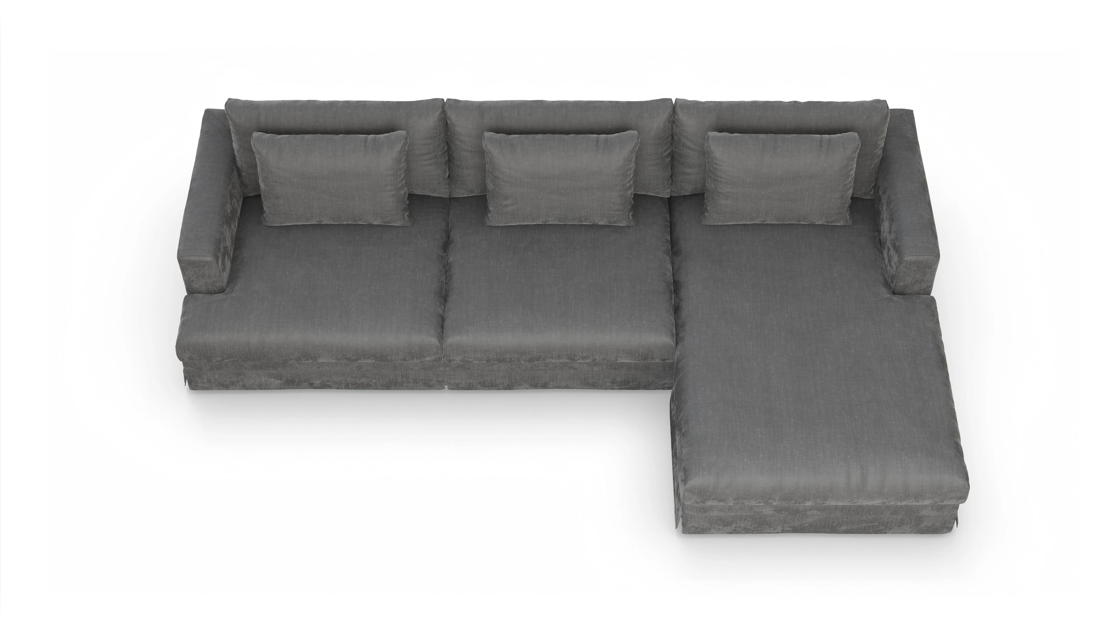 Ansicht des Produktes Pittori Sofa mit Rec rechts in Stoff grau