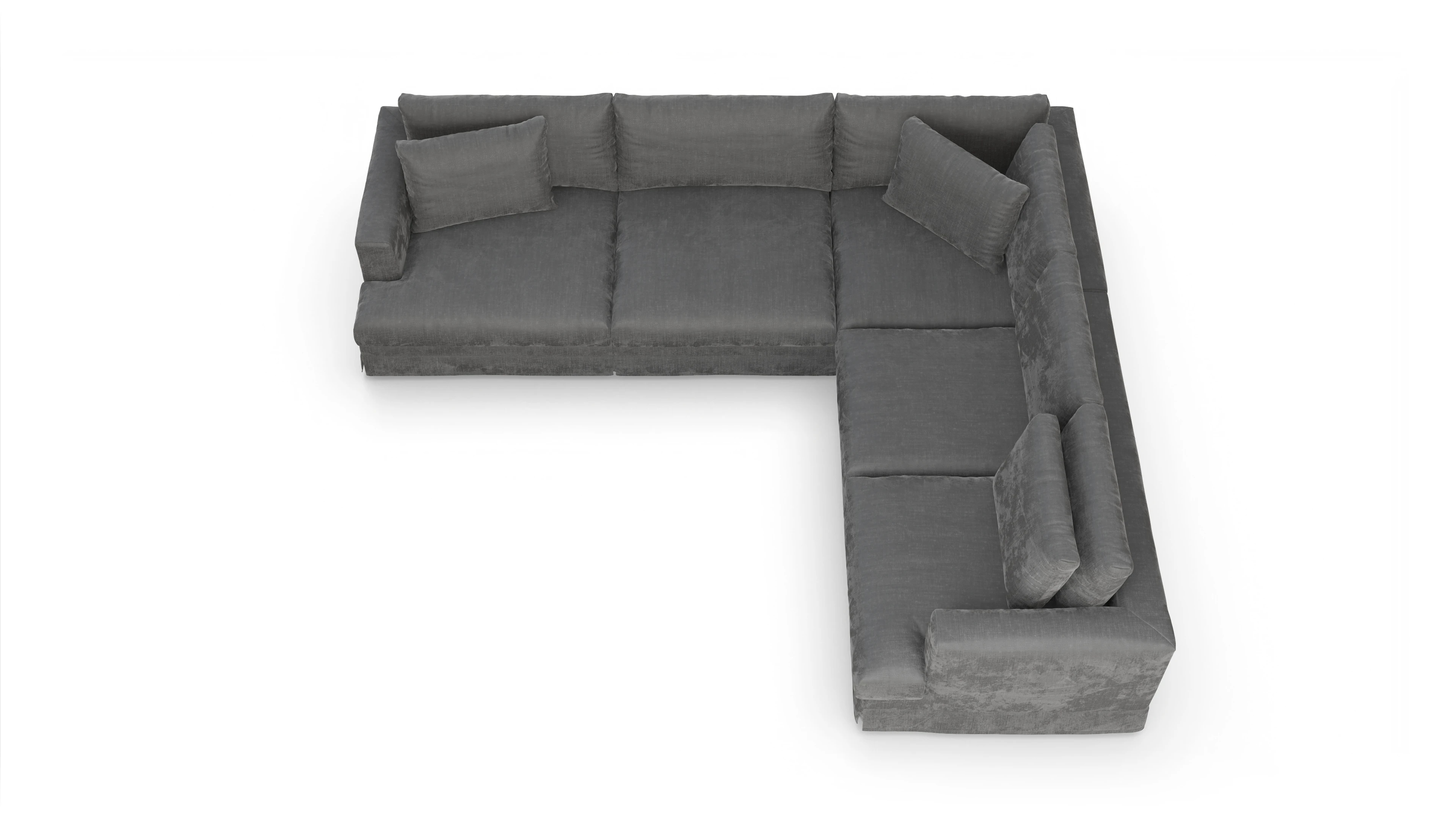 Pittori Hussen-Sofa Ansicht des Produktes Pittori Ecksofa Rechts in Stoff grau