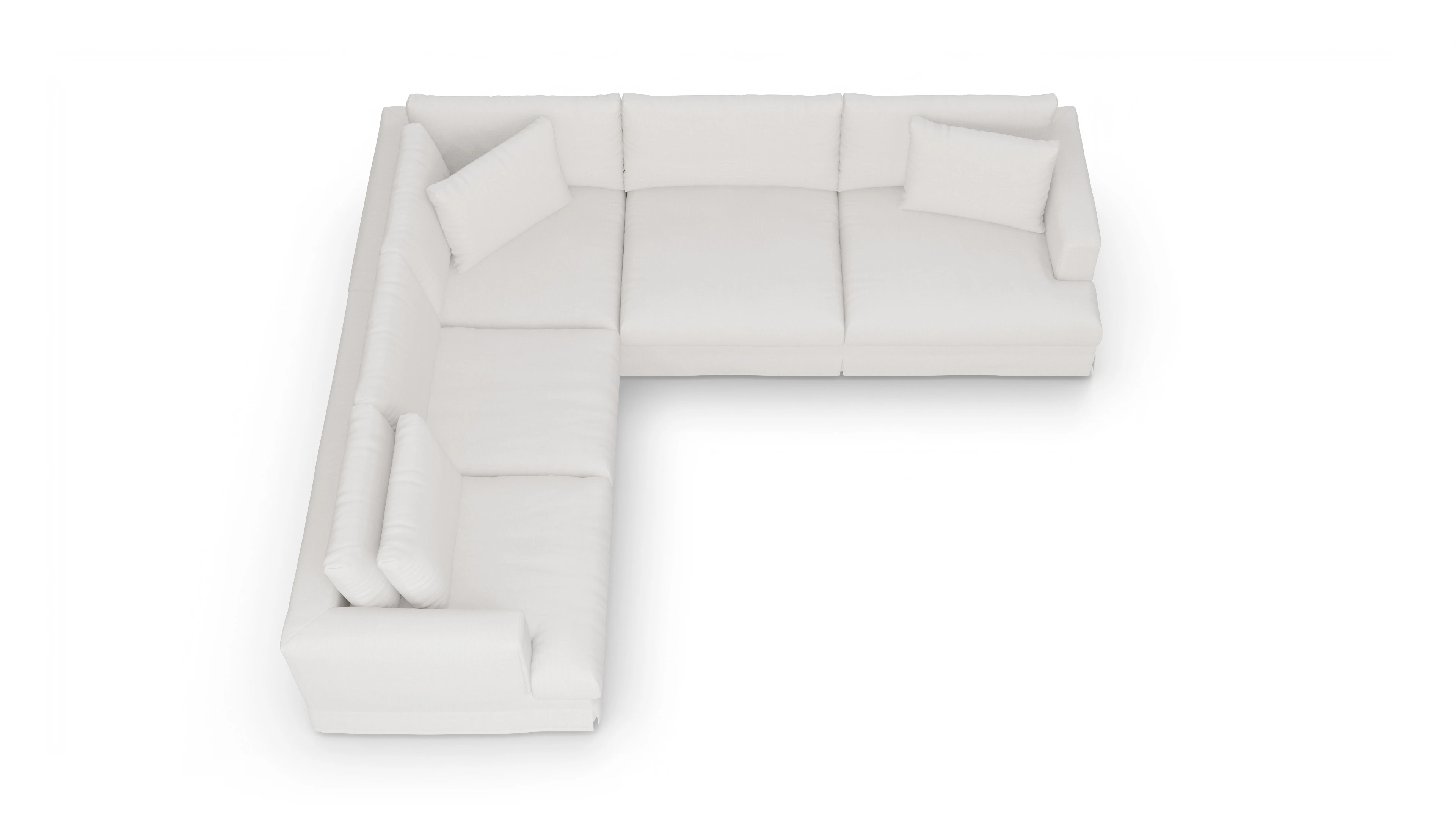Pittori Hussen-Sofa Ansicht des Produktes Pittori Ecksofa Links in Stoff weiß