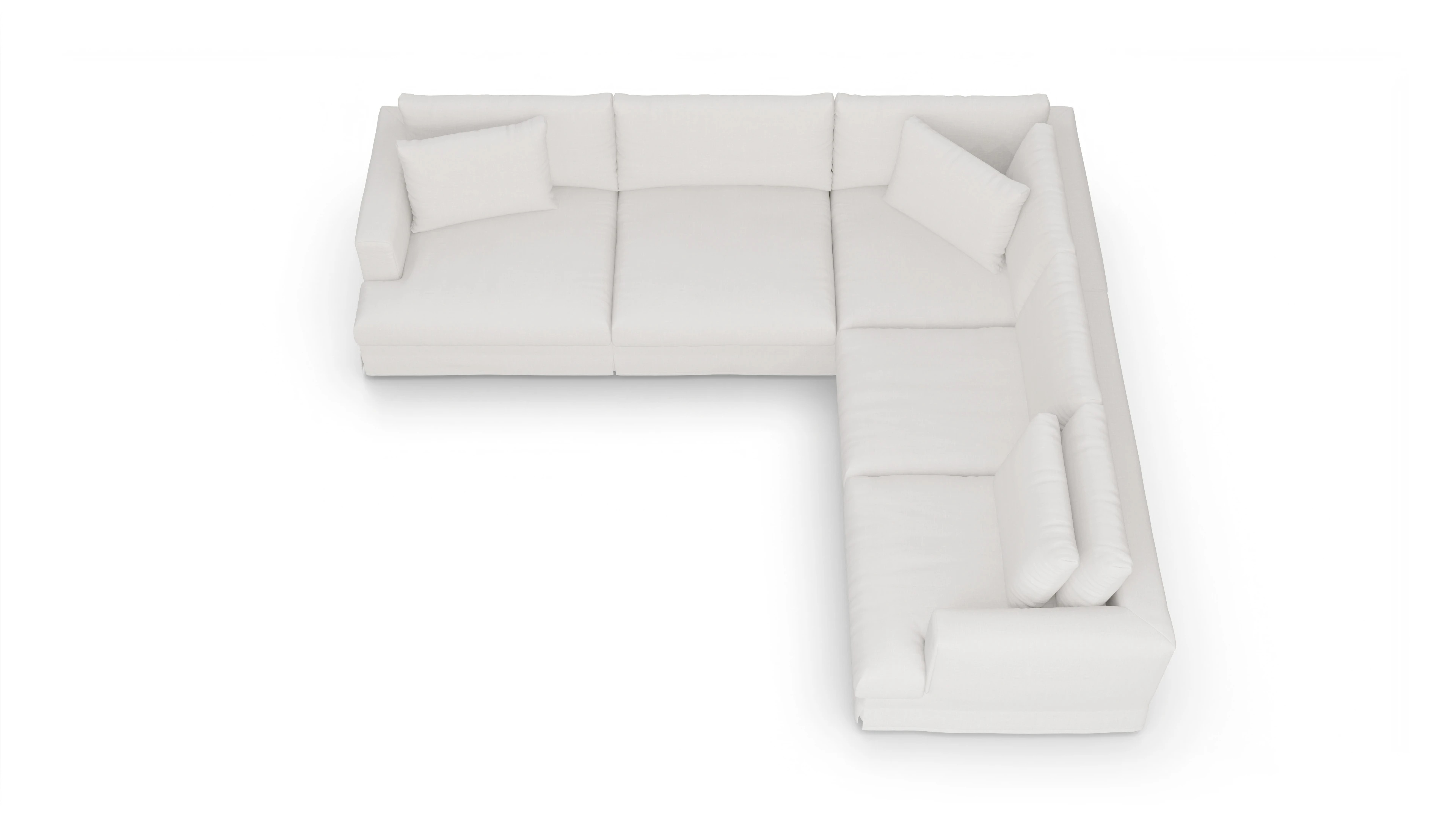 Pittori Hussen-Sofa Ansicht des Produktes Pittori Ecksofa Rechts in Stoff weiß
