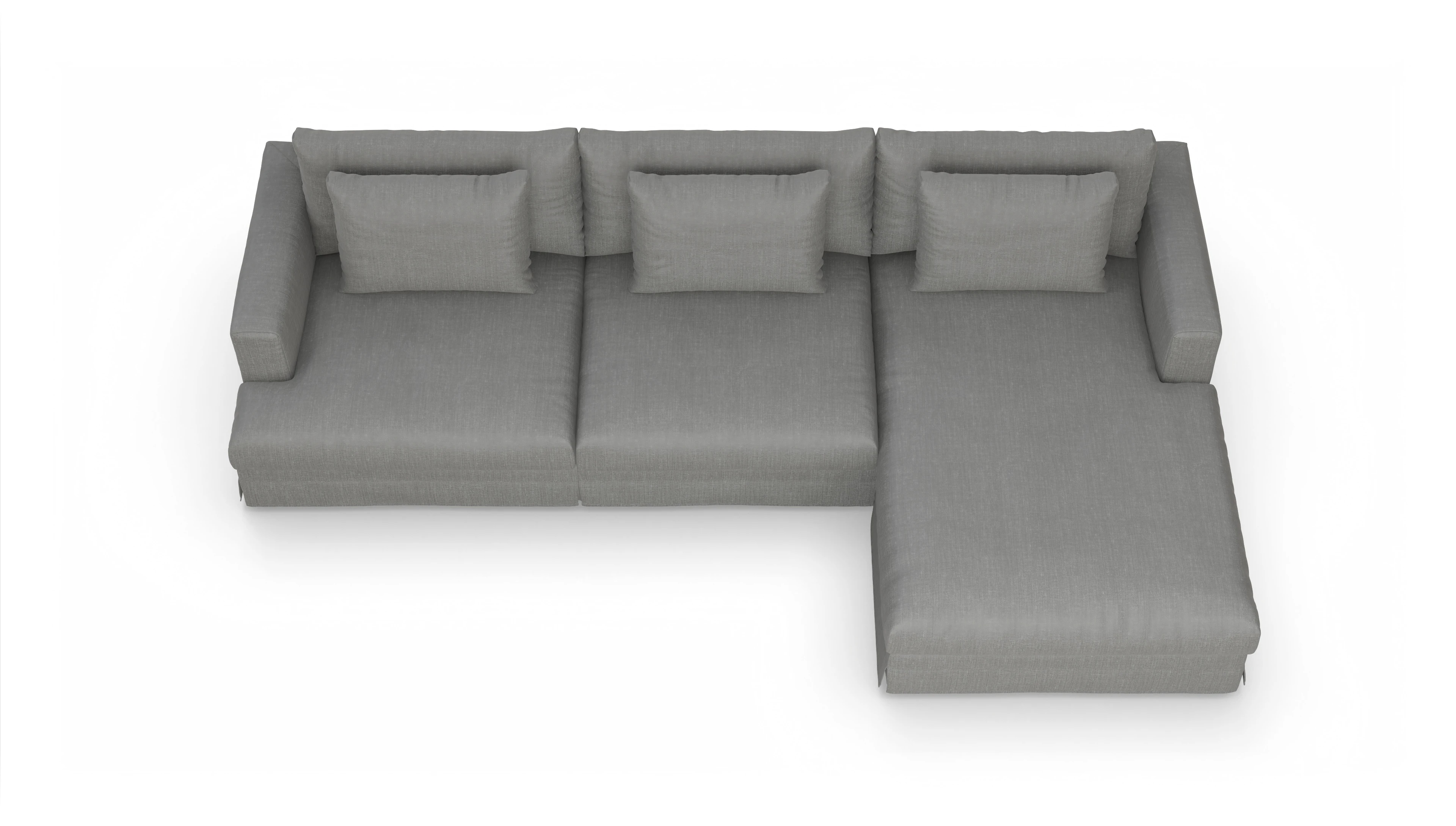 Ansicht des Produktes Pittori Sofa mit Rec rechts in Stoff grau