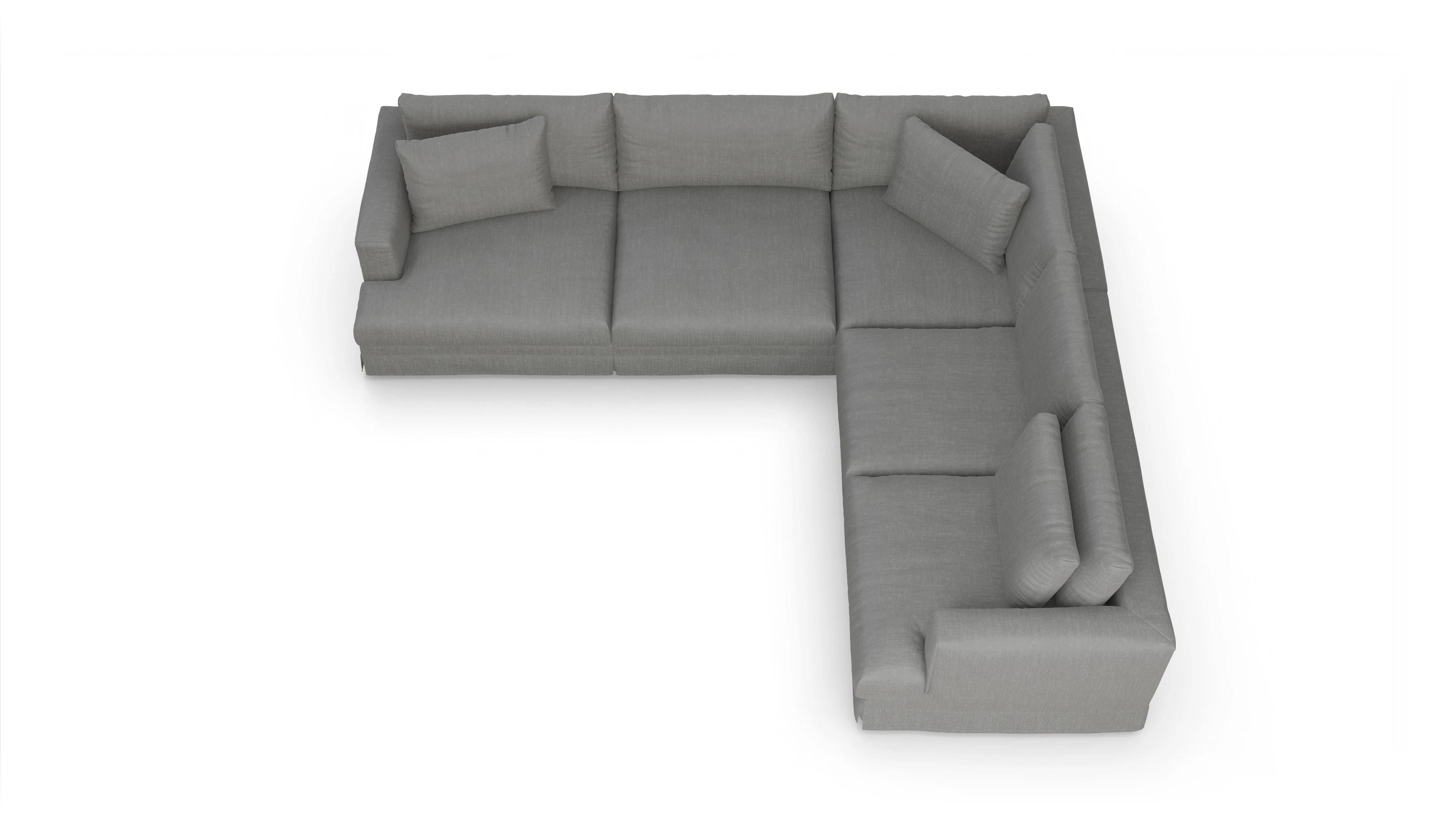 Pittori Hussen-Sofa Ansicht des Produktes Pittori Ecksofa Rechts in Stoff grau