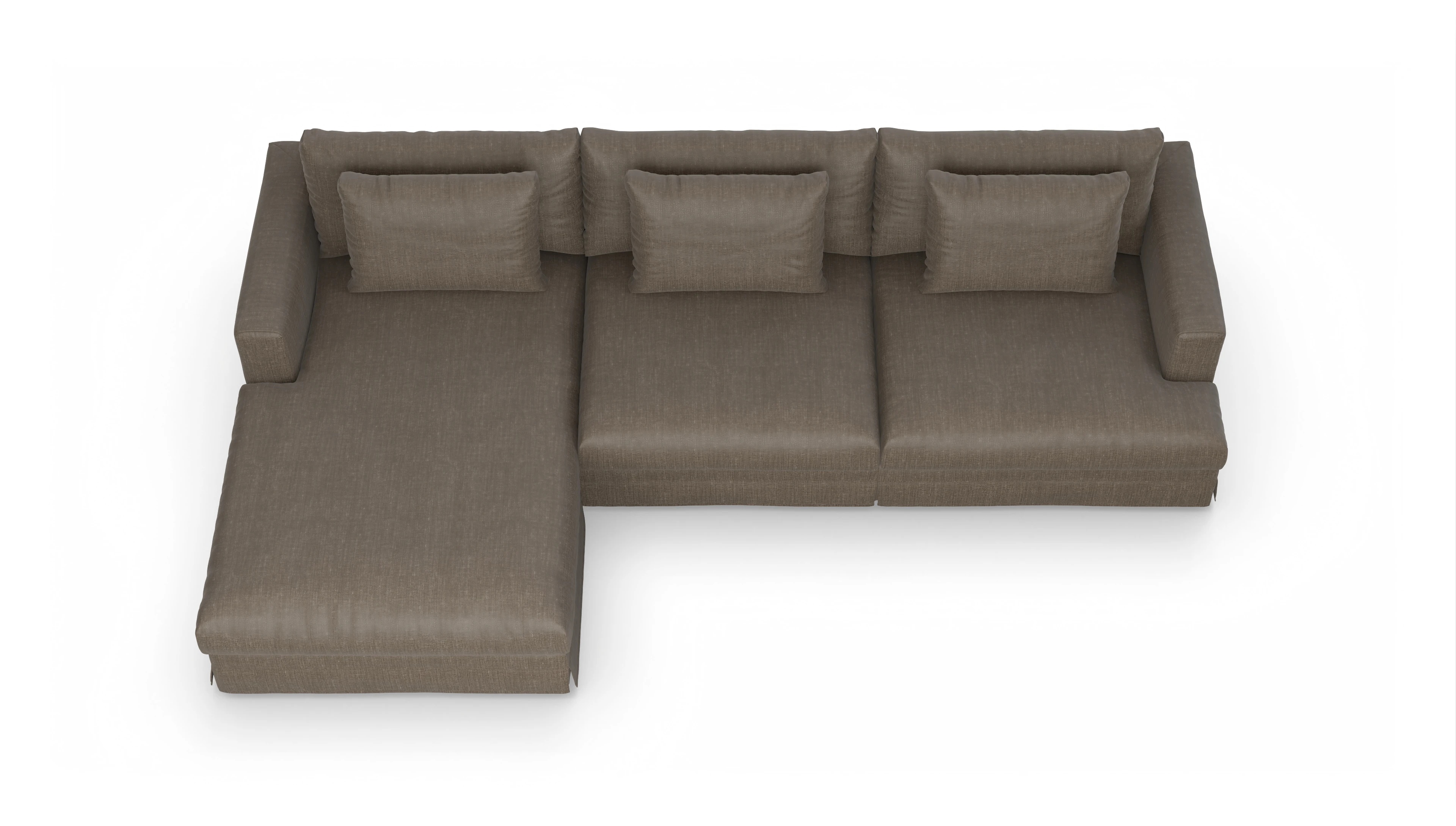 Ansicht des Produktes Pittori Sofa mit Rec links in Stoff braun