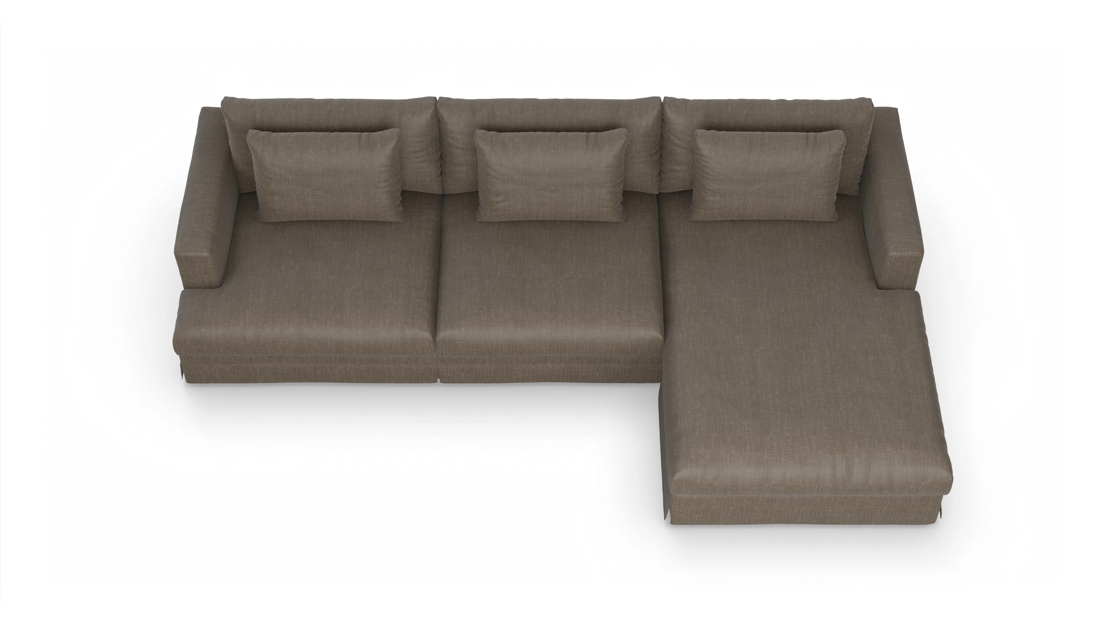 Pittori Hussen-Sofa Ansicht des Produktes Pittori Sofa mit Rec rechts in Stoff braun