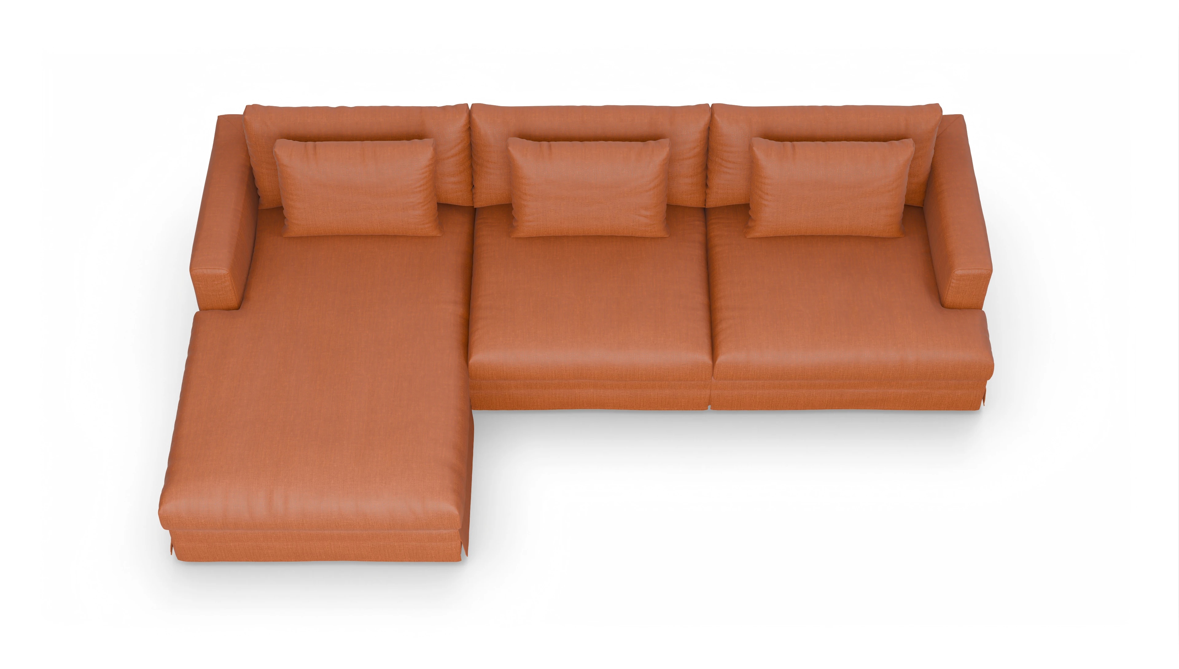 Ansicht des Produktes Pittori Sofa mit Rec links in Stoff orange
