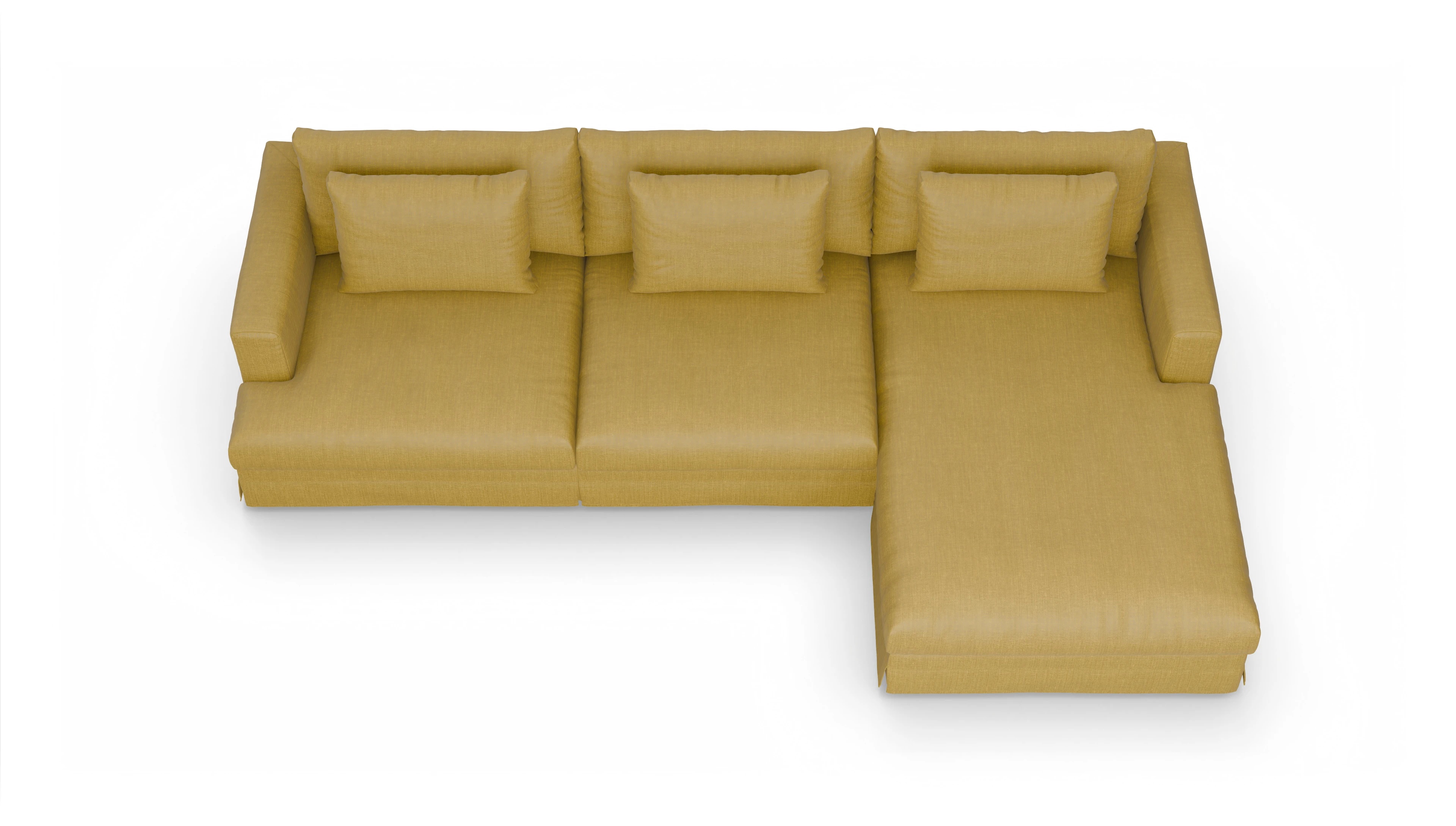 Ansicht des Produktes Pittori Sofa mit Rec rechts in Stoff gelb