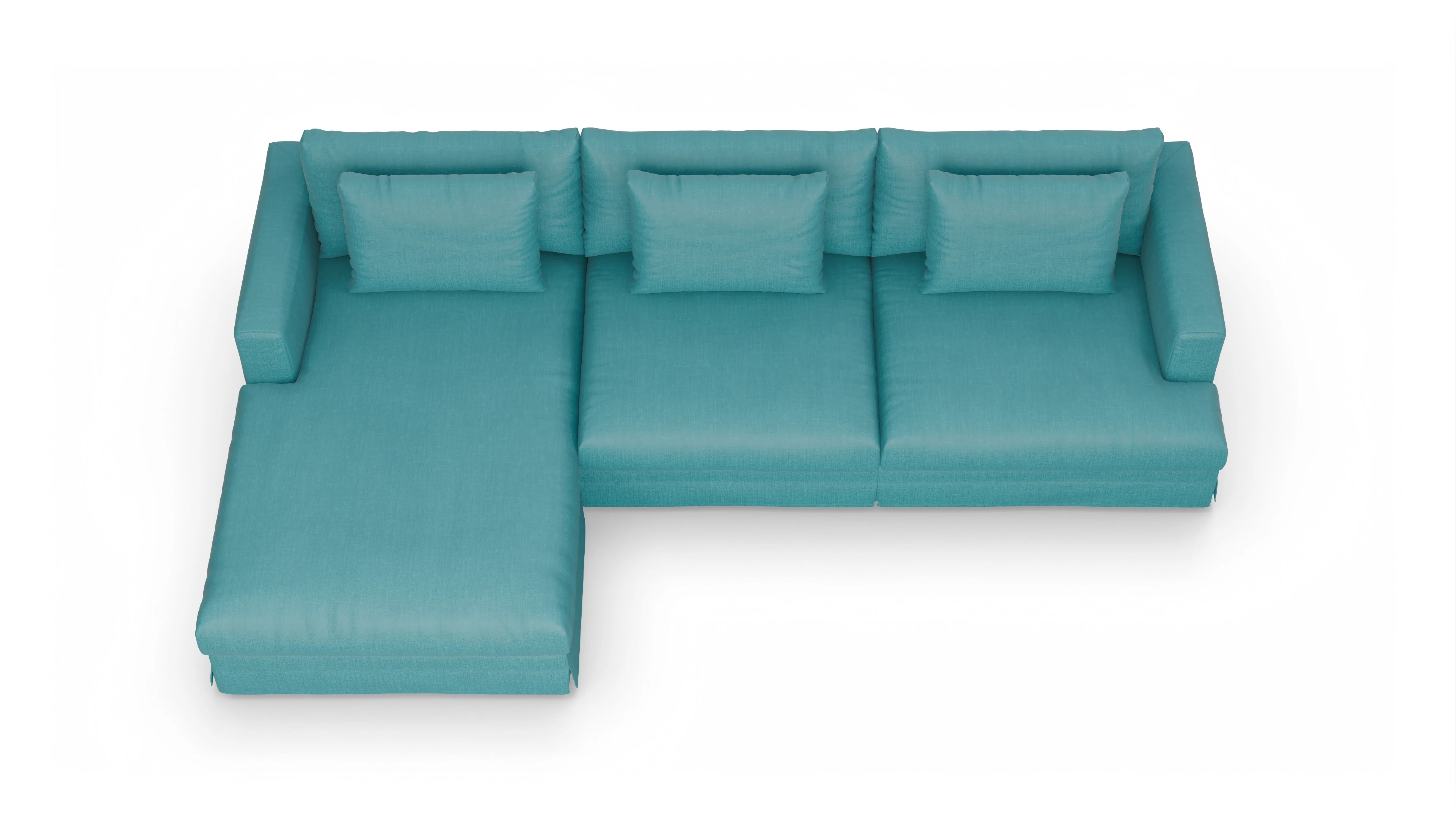 Ansicht des Produktes Pittori Sofa mit Rec links in Stoff blau