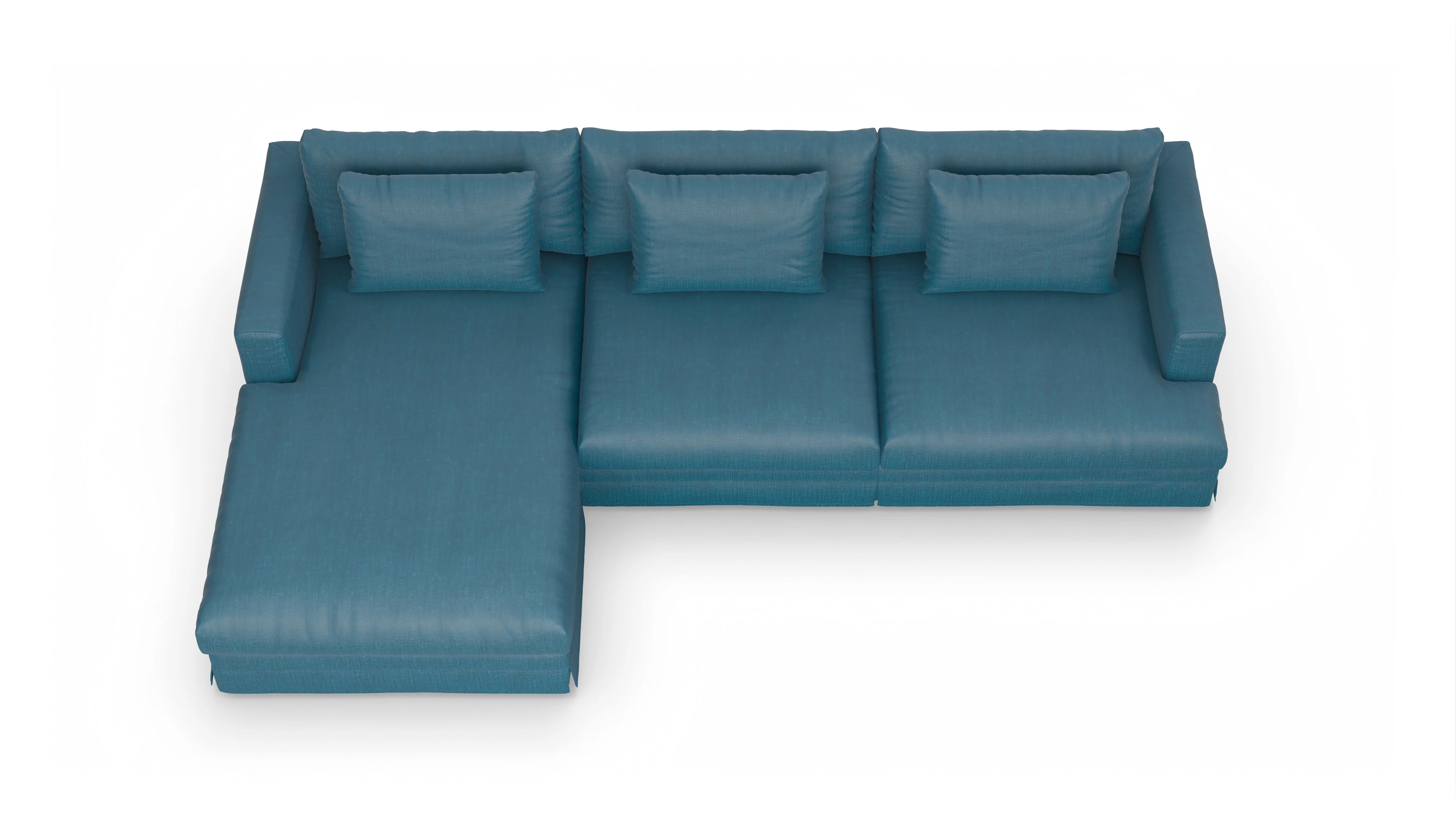 Ansicht des Produktes Pittori Sofa mit Rec links in Stoff blau