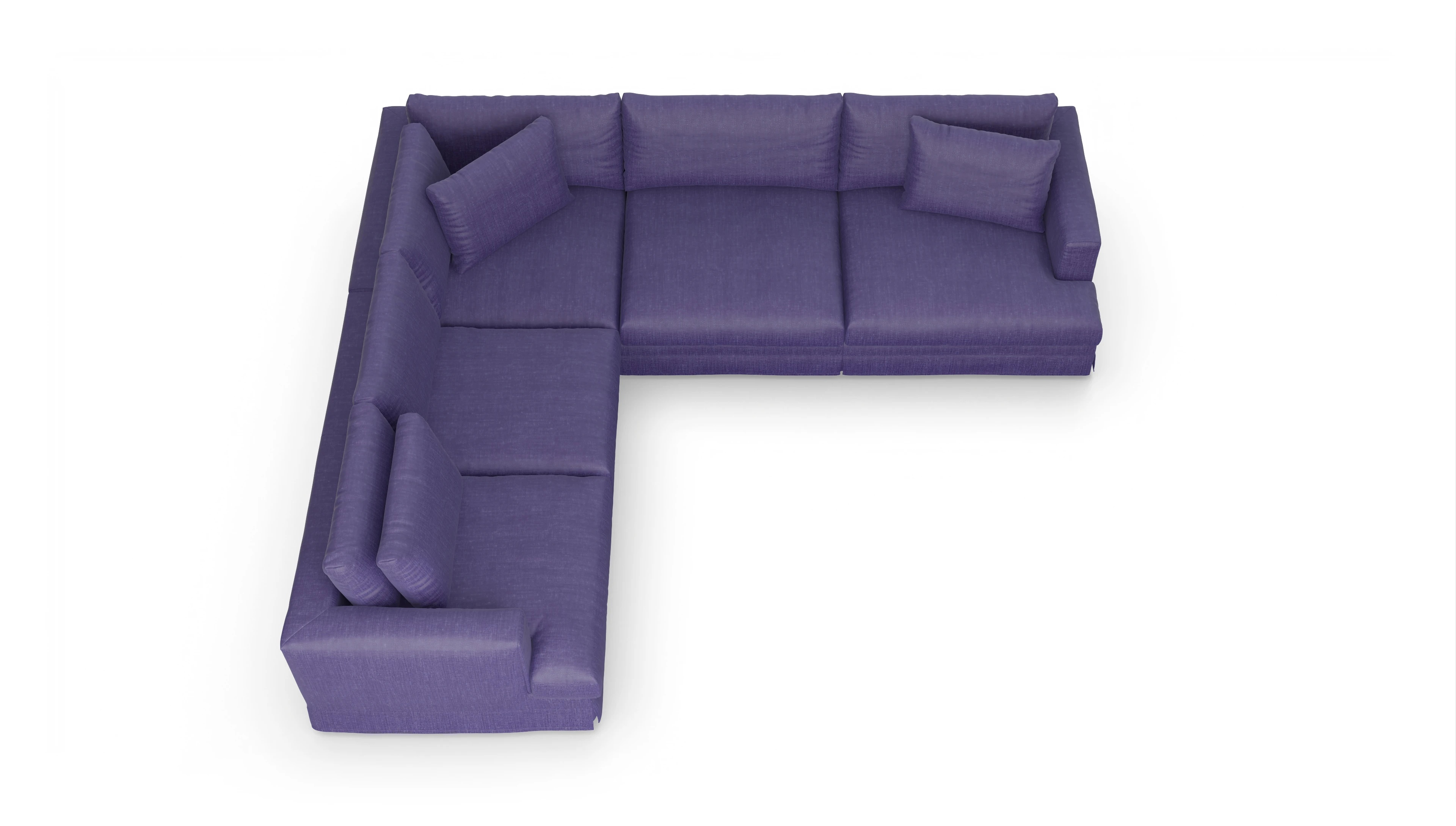 Pittori Hussen-Sofa Ansicht des Produktes Pittori Ecksofa Links in Stoff blau