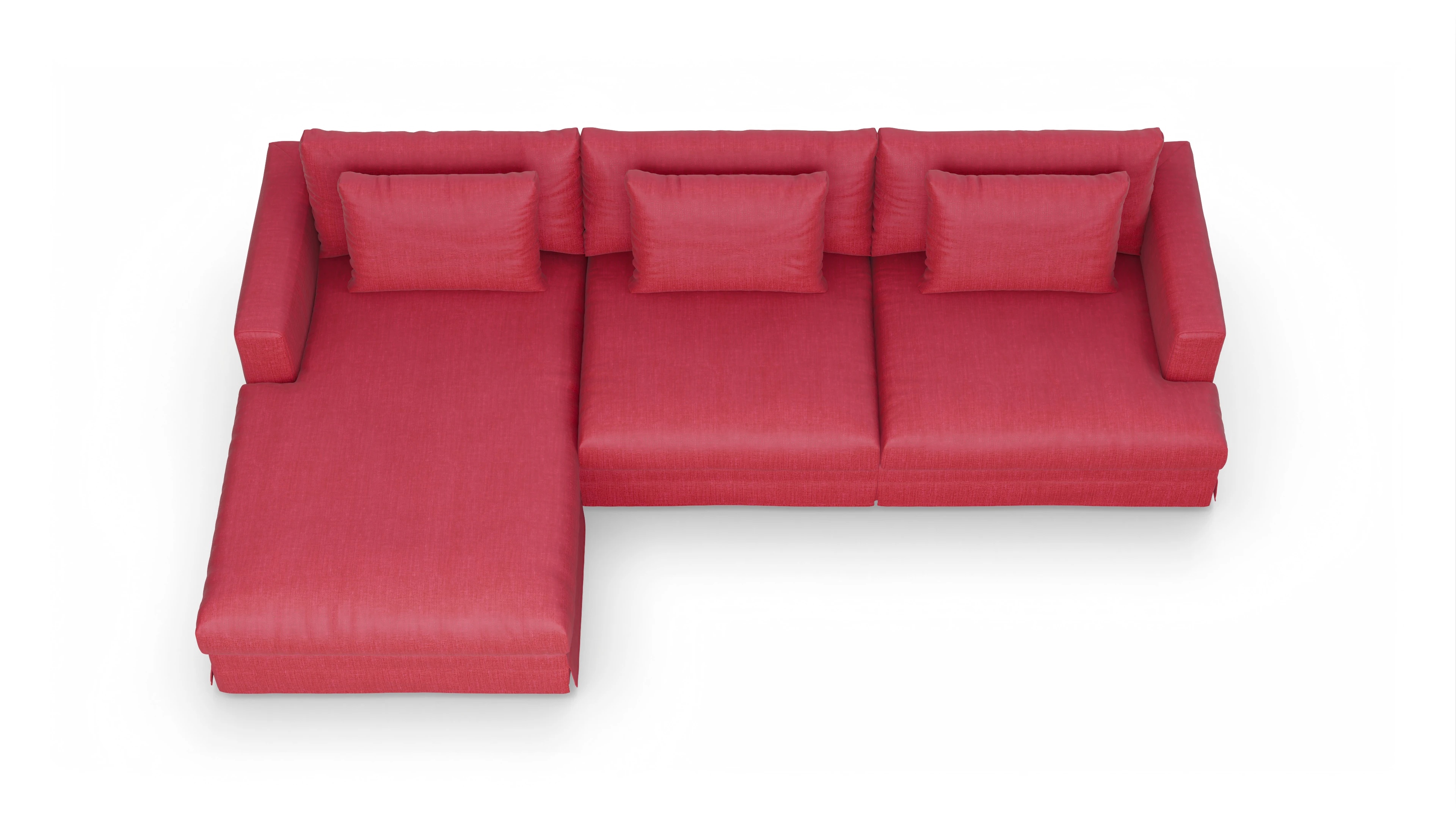 Ansicht des Produktes Pittori Sofa mit Rec links in Stoff rot