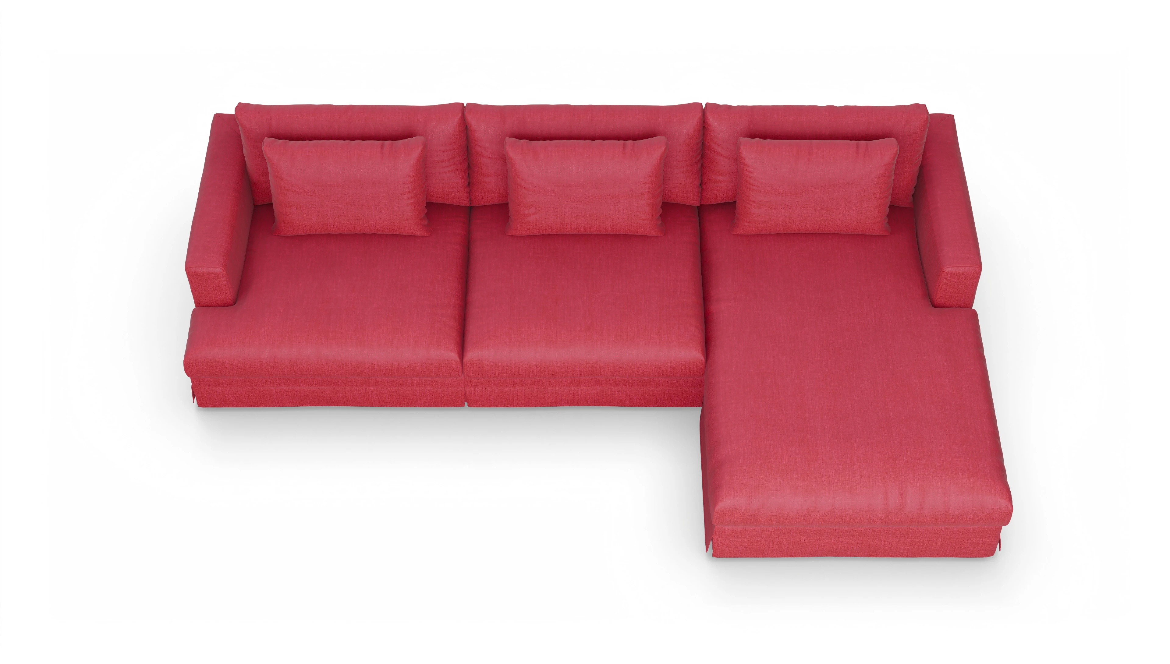 Ansicht des Produktes Pittori Sofa mit Rec rechts in Stoff rot