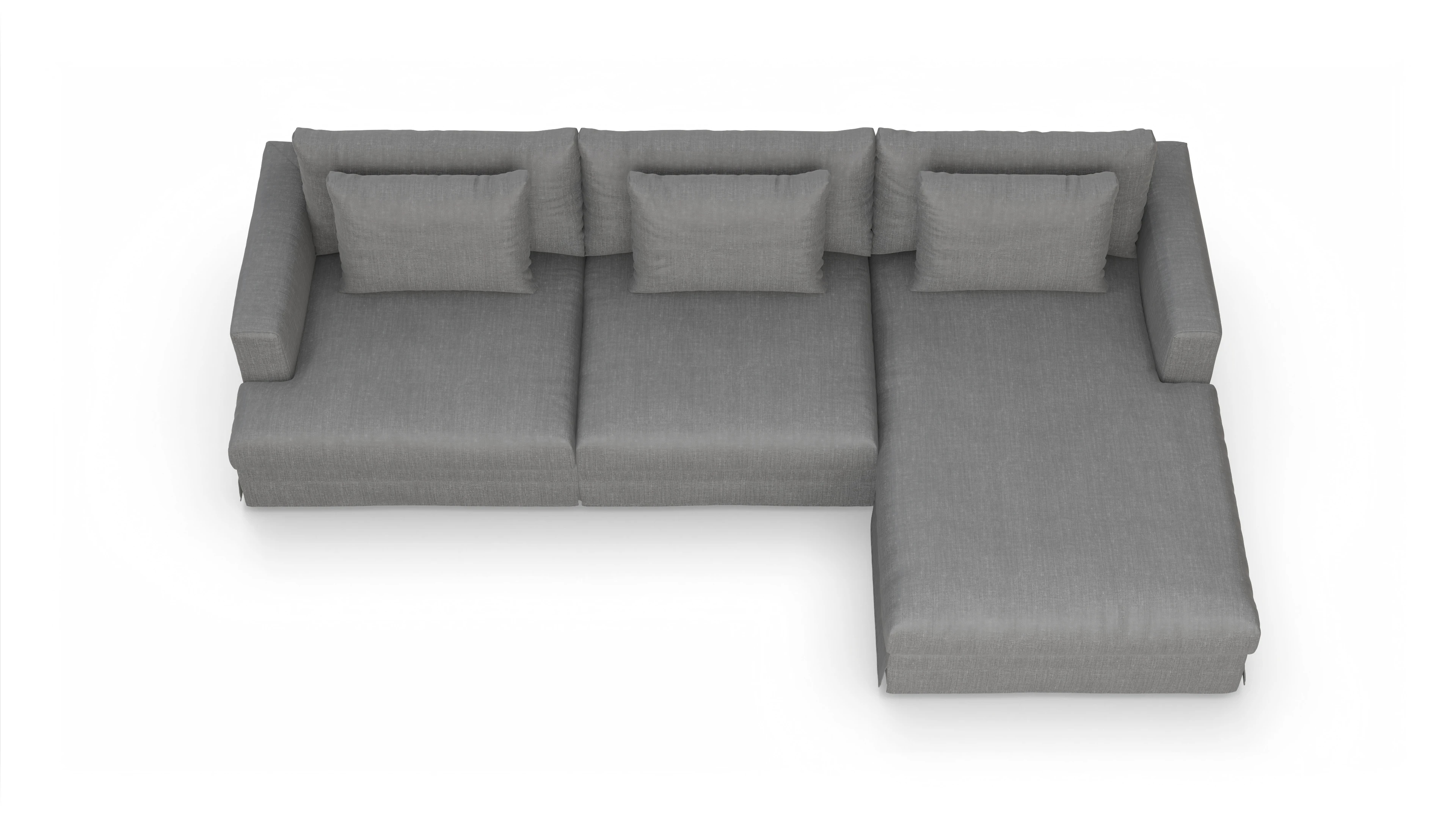 Ansicht des Produktes Pittori Sofa mit Rec rechts in Stoff grau