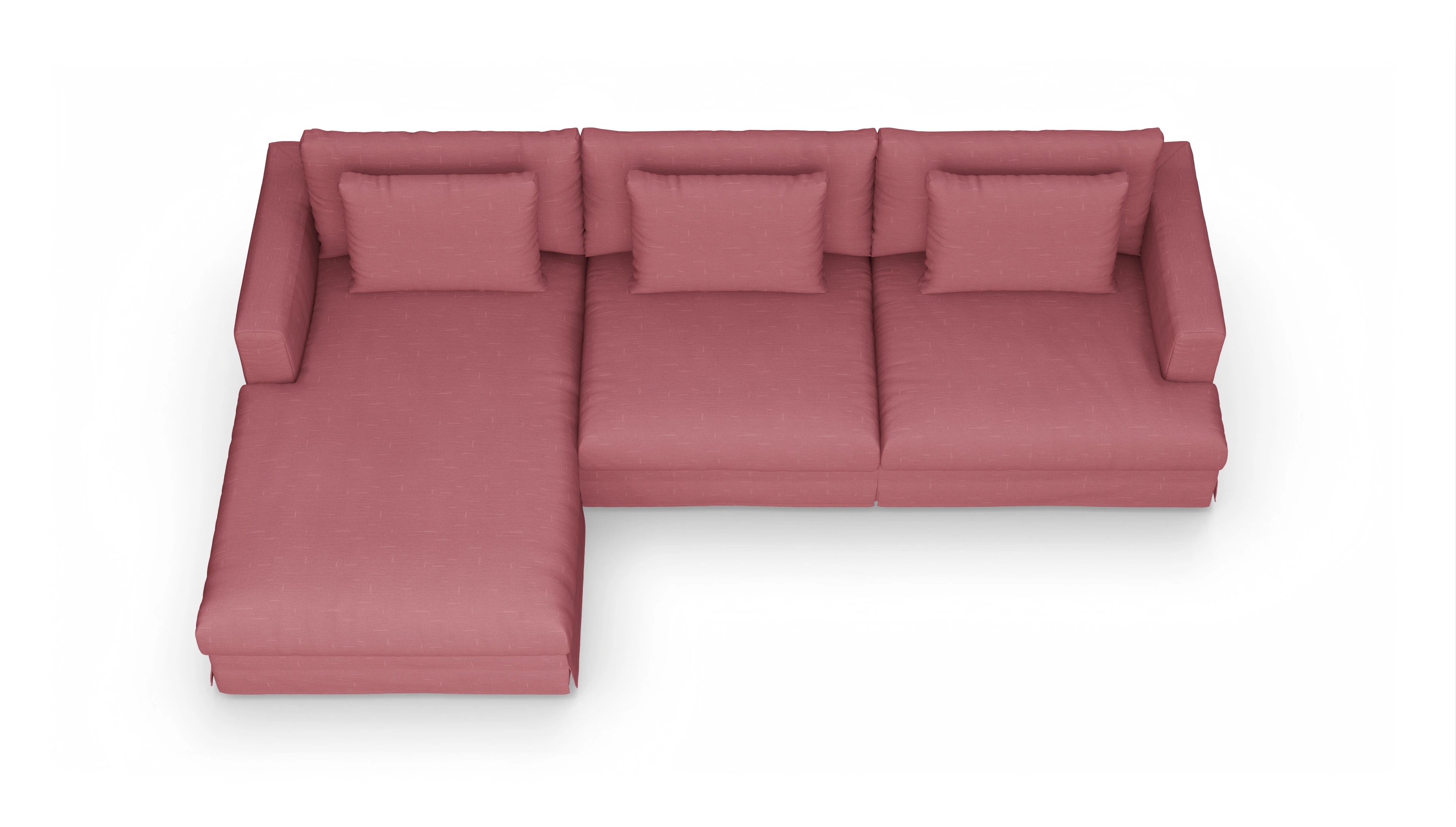 Pittori Hussen-Sofa Ansicht des Produktes Pittori Sofa mit Rec links in Stoff rot