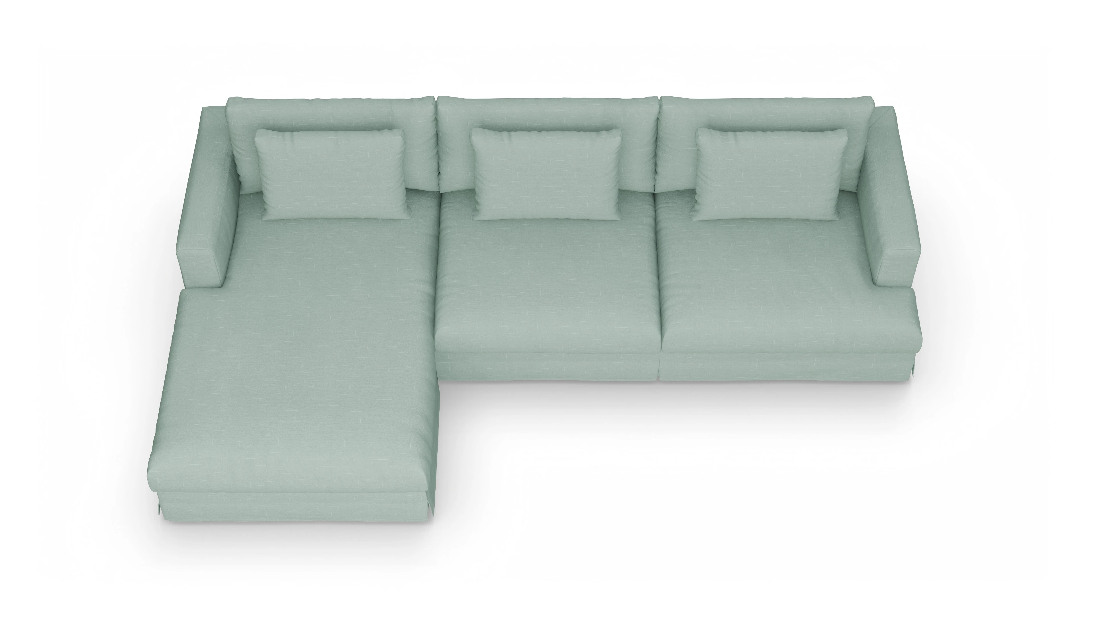 Ansicht des Produktes Pittori Sofa mit Rec links in Stoff grün