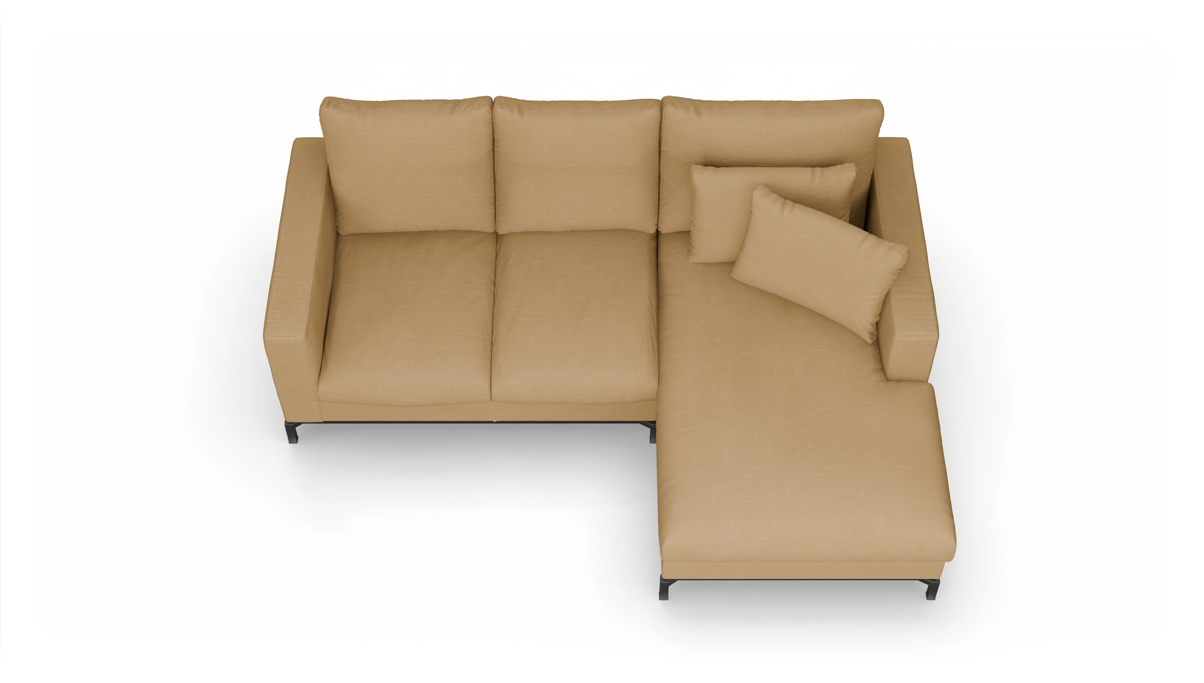 Design-Couch Fenice Ansicht des Produktes Fenice Sofa mit Rec rechts in gelb