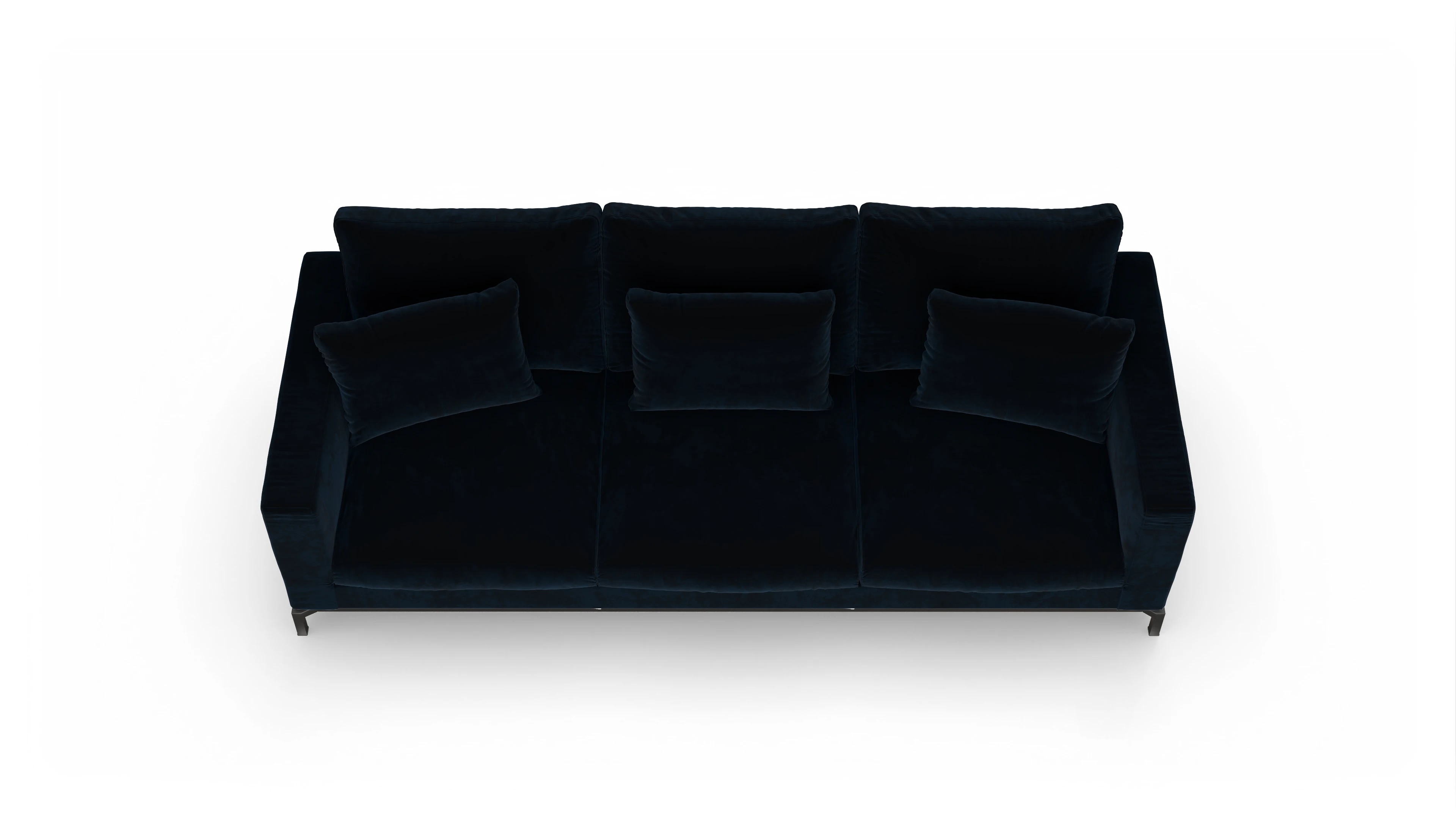 Design-Couch Fenice Ansicht des Produktes Fenice 3,5-Sitzer in blau