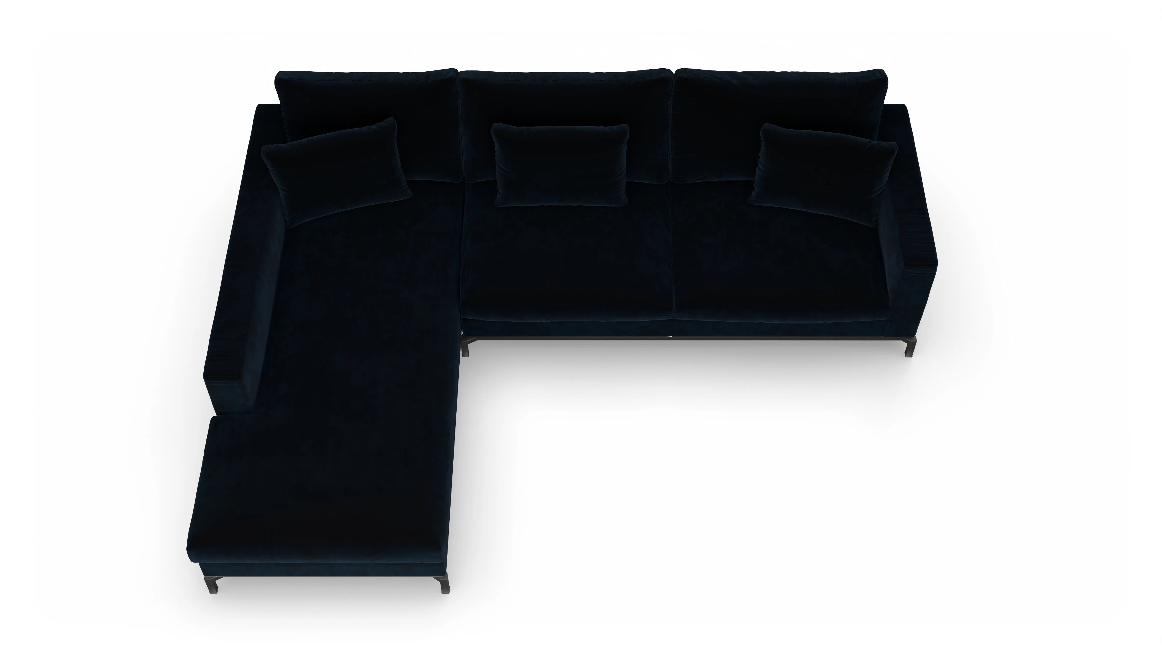 Design-Couch Fenice Ansicht des Produktes Fenice Sofa mit Rec links in blau