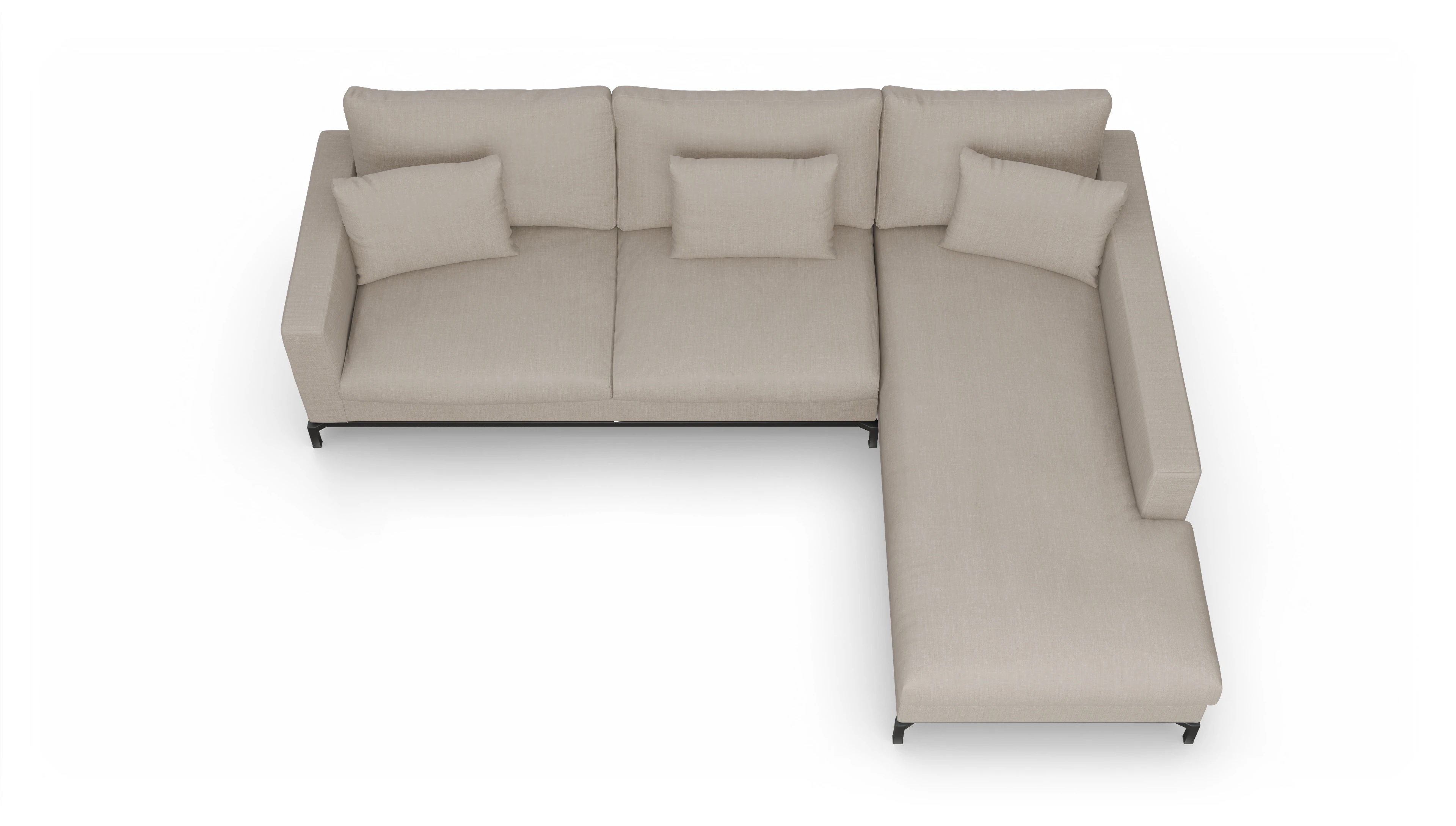 Design-Couch Fenice Ansicht des Produktes Fenice Sofa mit Rec rechts in braun