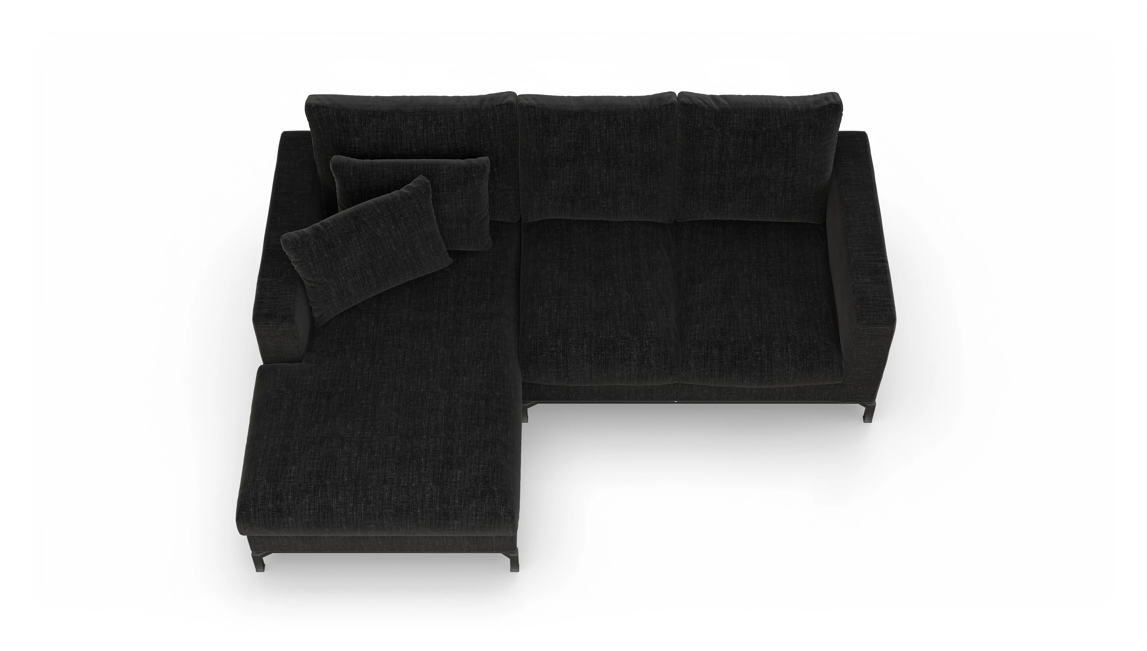 Design-Couch Fenice Ansicht des Produktes Fenice Sofa mit Rec links in schwarz