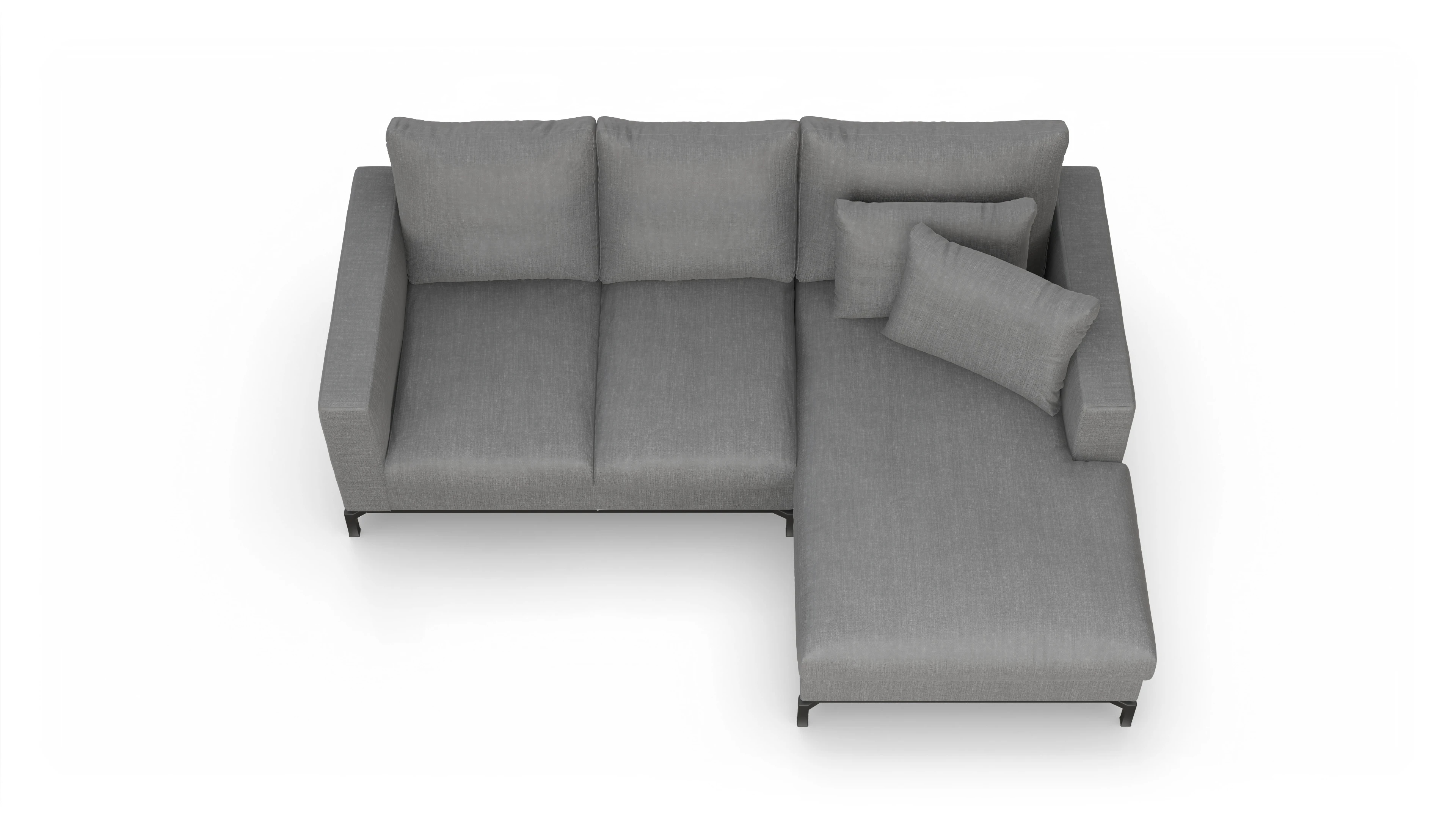 Design-Couch Fenice Ansicht des Produktes Fenice Sofa mit Rec rechts in grau