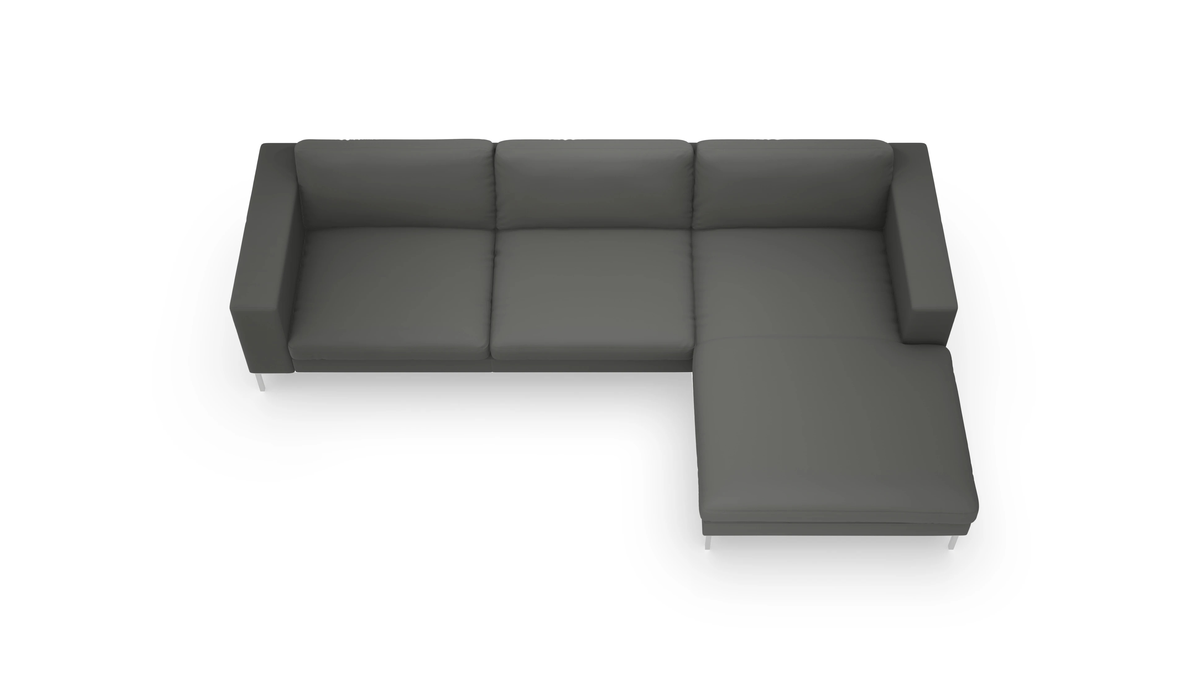 Paludan Ledersofa Ansicht des Produktes Paludan Sofa mit Rec rechts in Leder grau