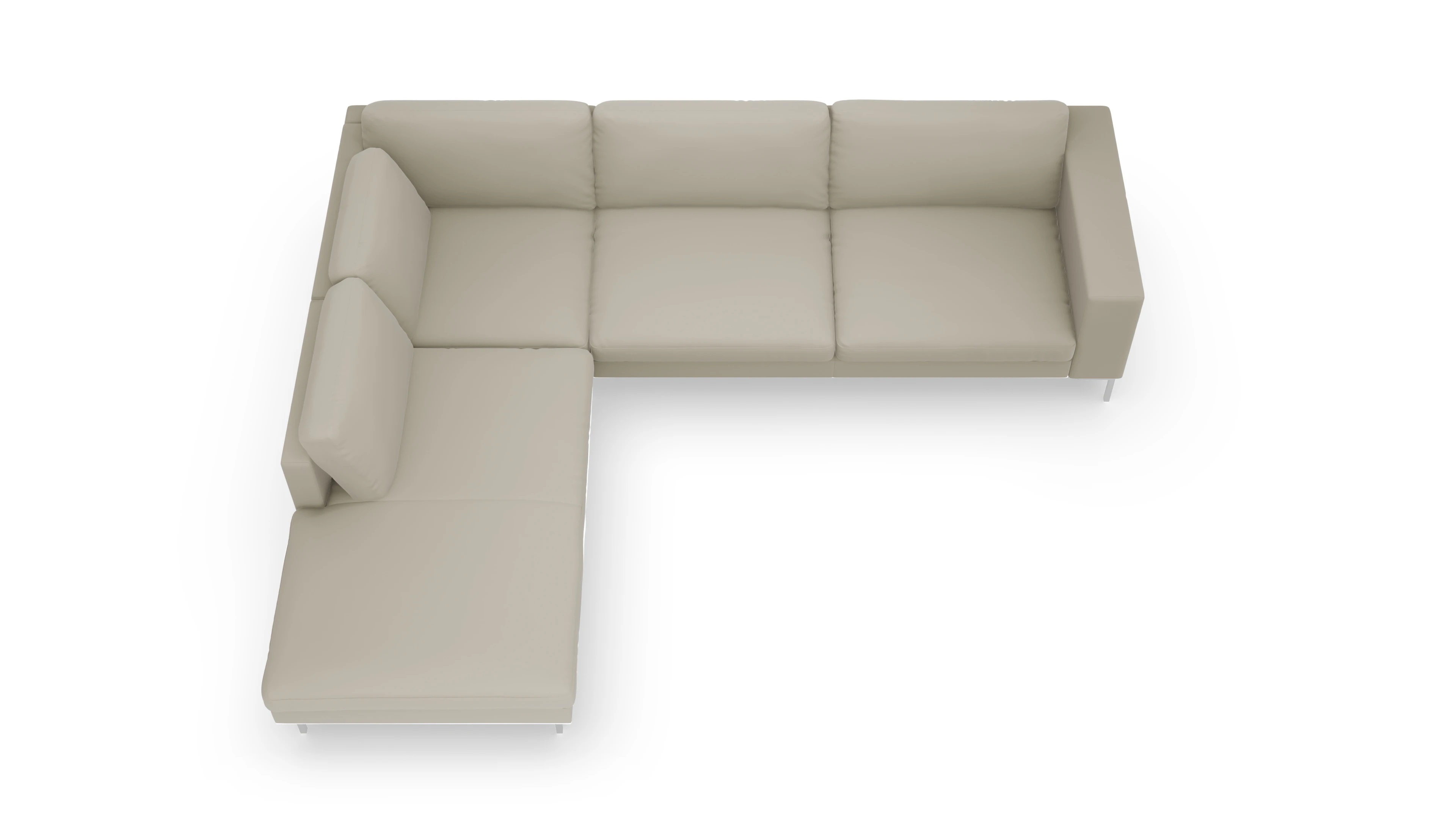 Paludan Ledersofa Ansicht des Produktes Paludan Sofa mit Ottomane links in Leder beige