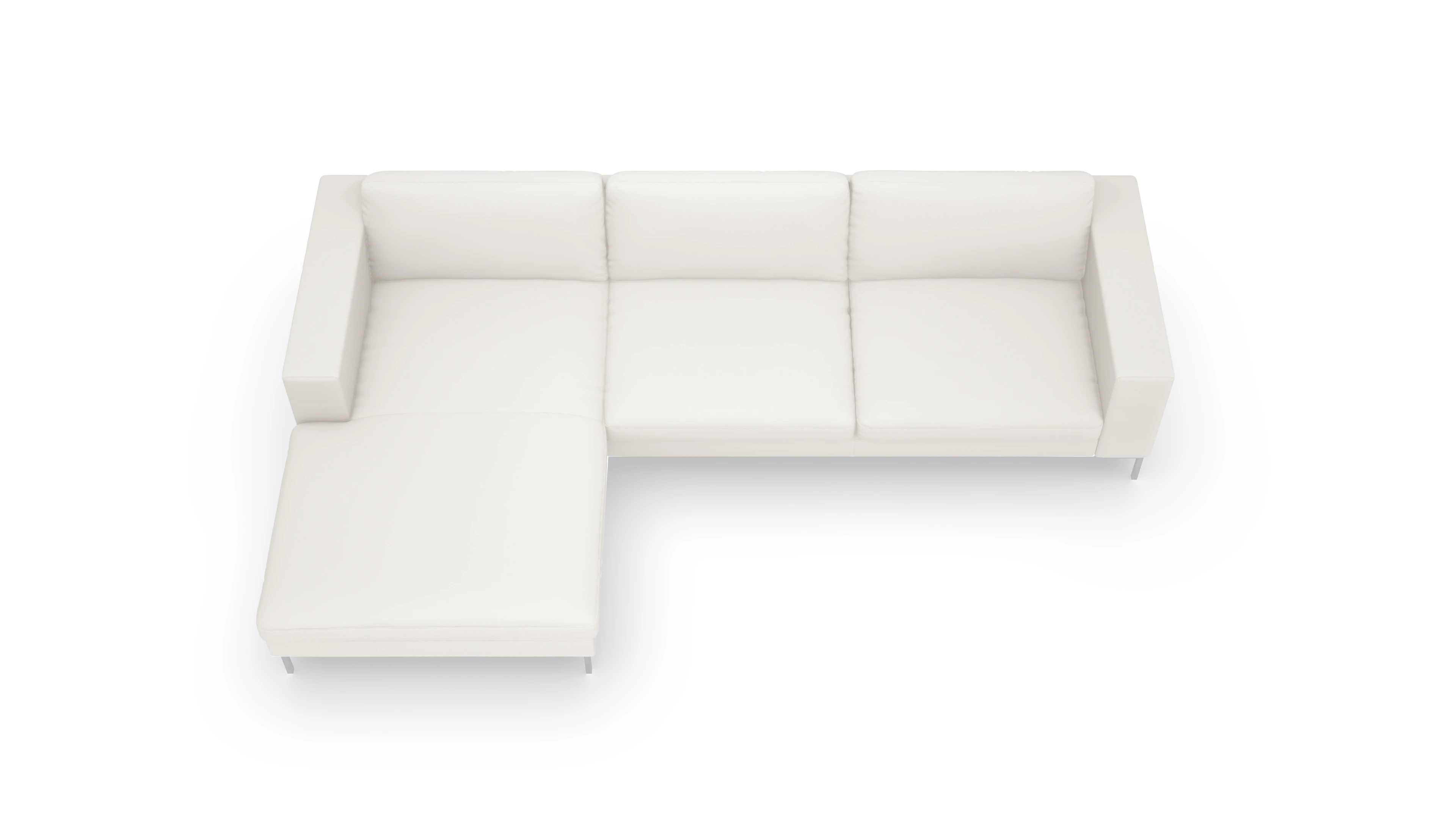 Ansicht des Produktes Paludan Sofa mit Rec links in Leder weiß