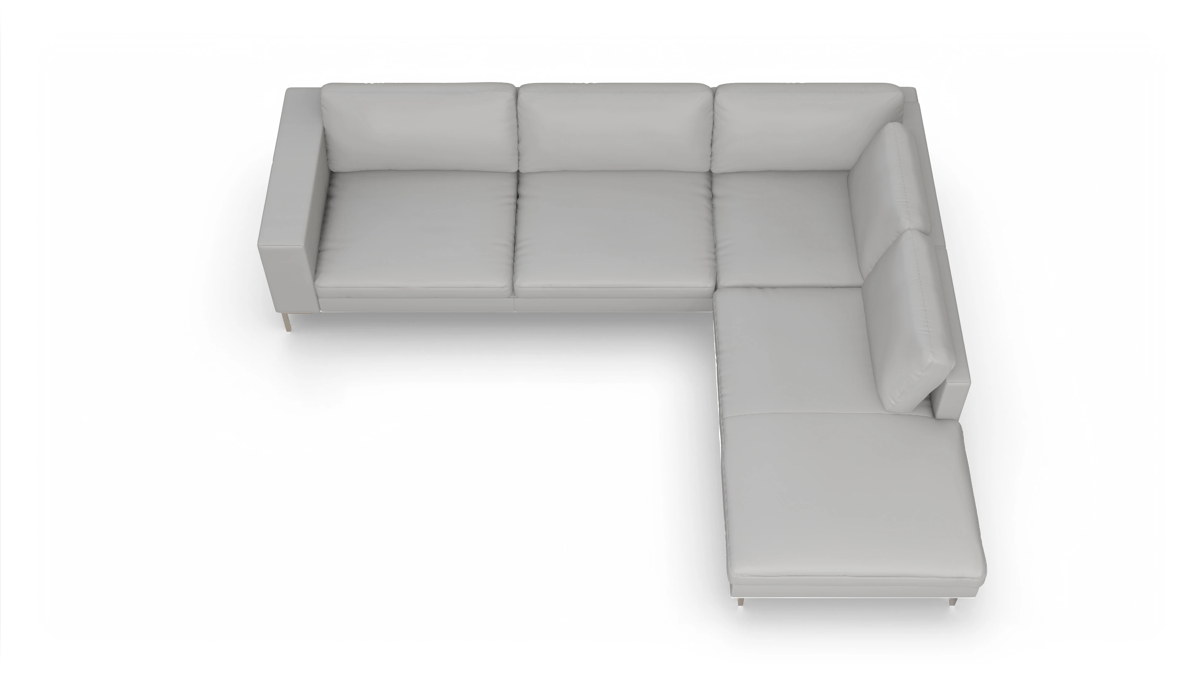 Ansicht des Produktes Paludan Sofa mit Ottomane rechts in Leder weiß