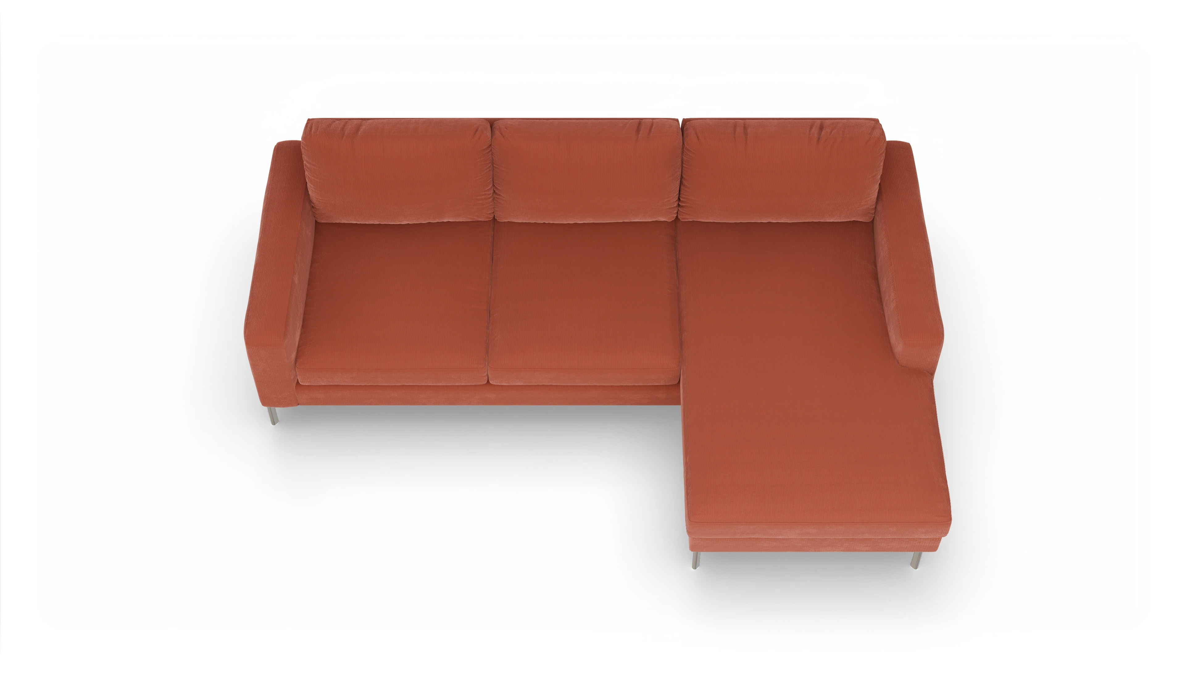 Ansicht des Produktes Pinedo Sofa mit Rec rechts in Cord orange