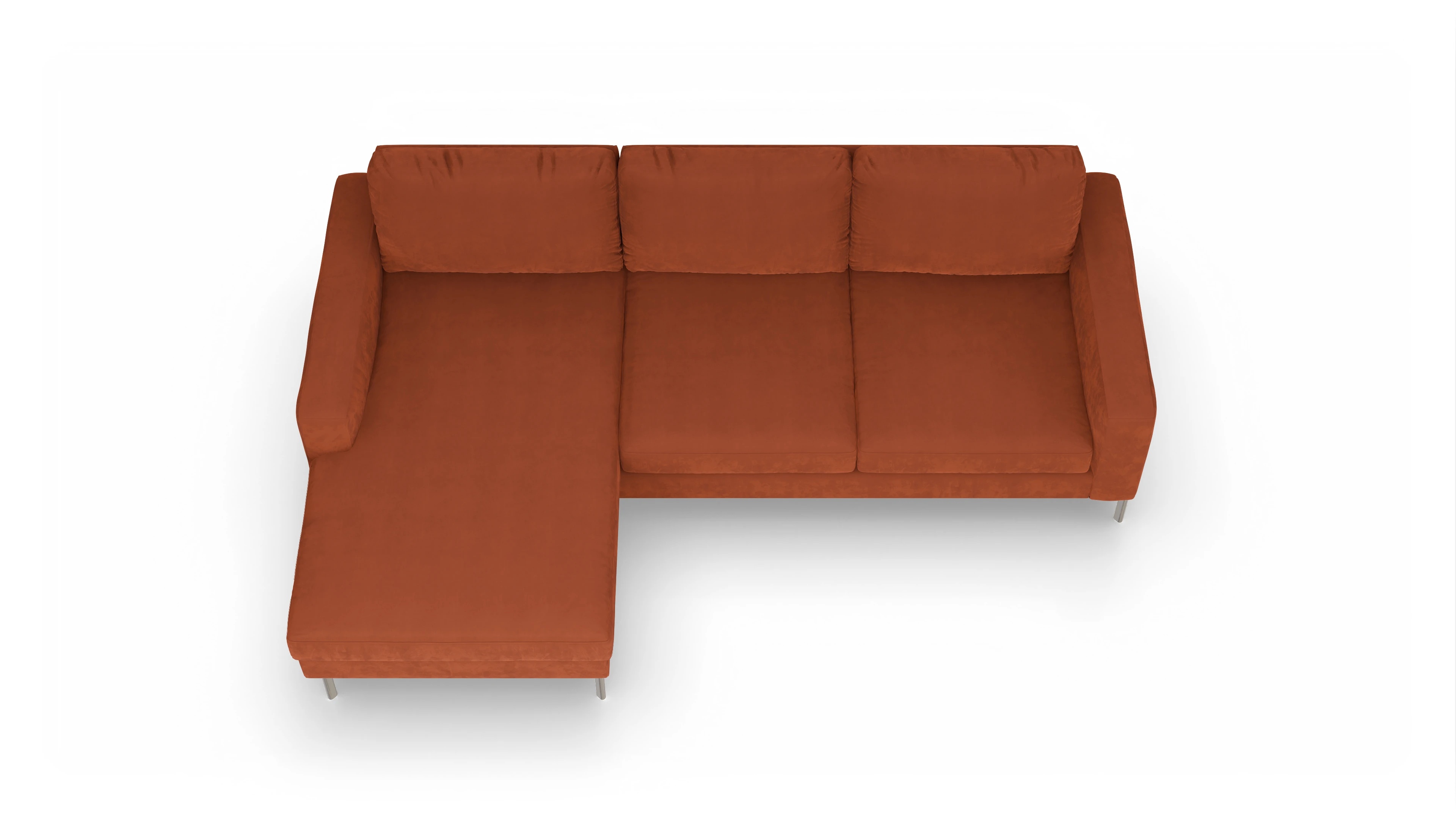 Ansicht des Produktes Pinedo Sofa mit Rec links in Samt orange