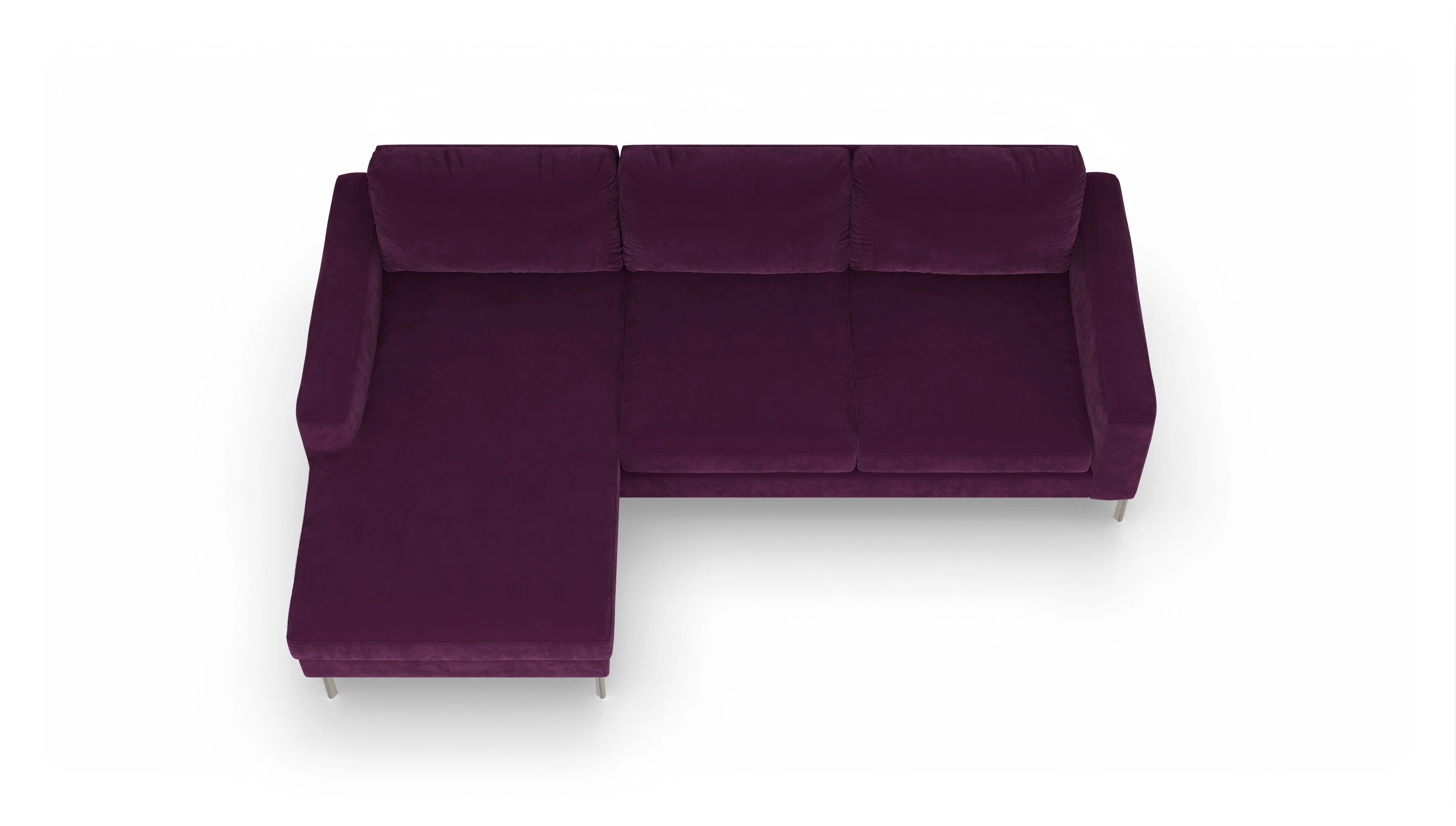 Ansicht des Produktes Pinedo Sofa mit Rec links in Samt rot