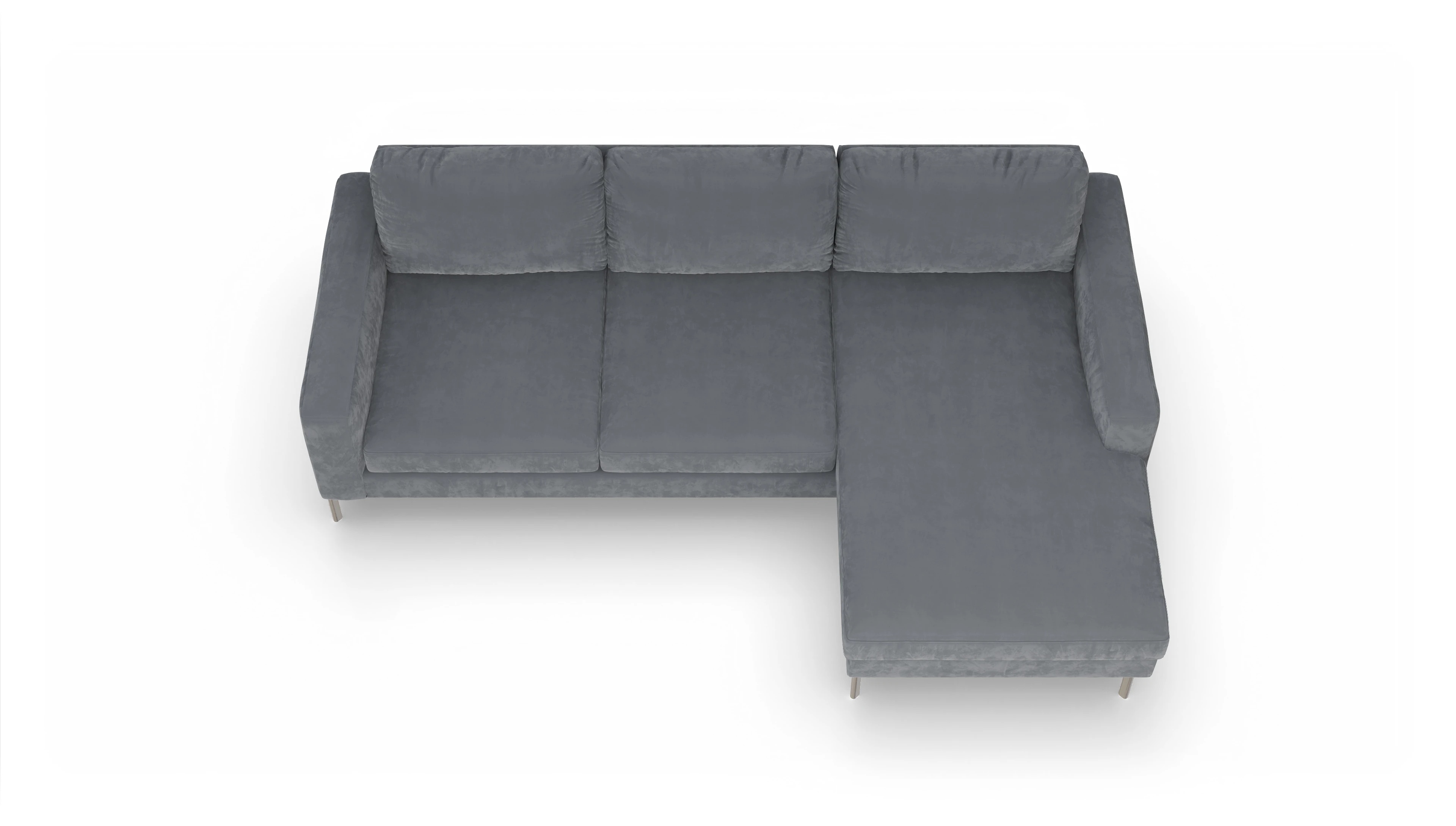 Ansicht des Produktes Pinedo Sofa mit Rec rechts in Samt grau