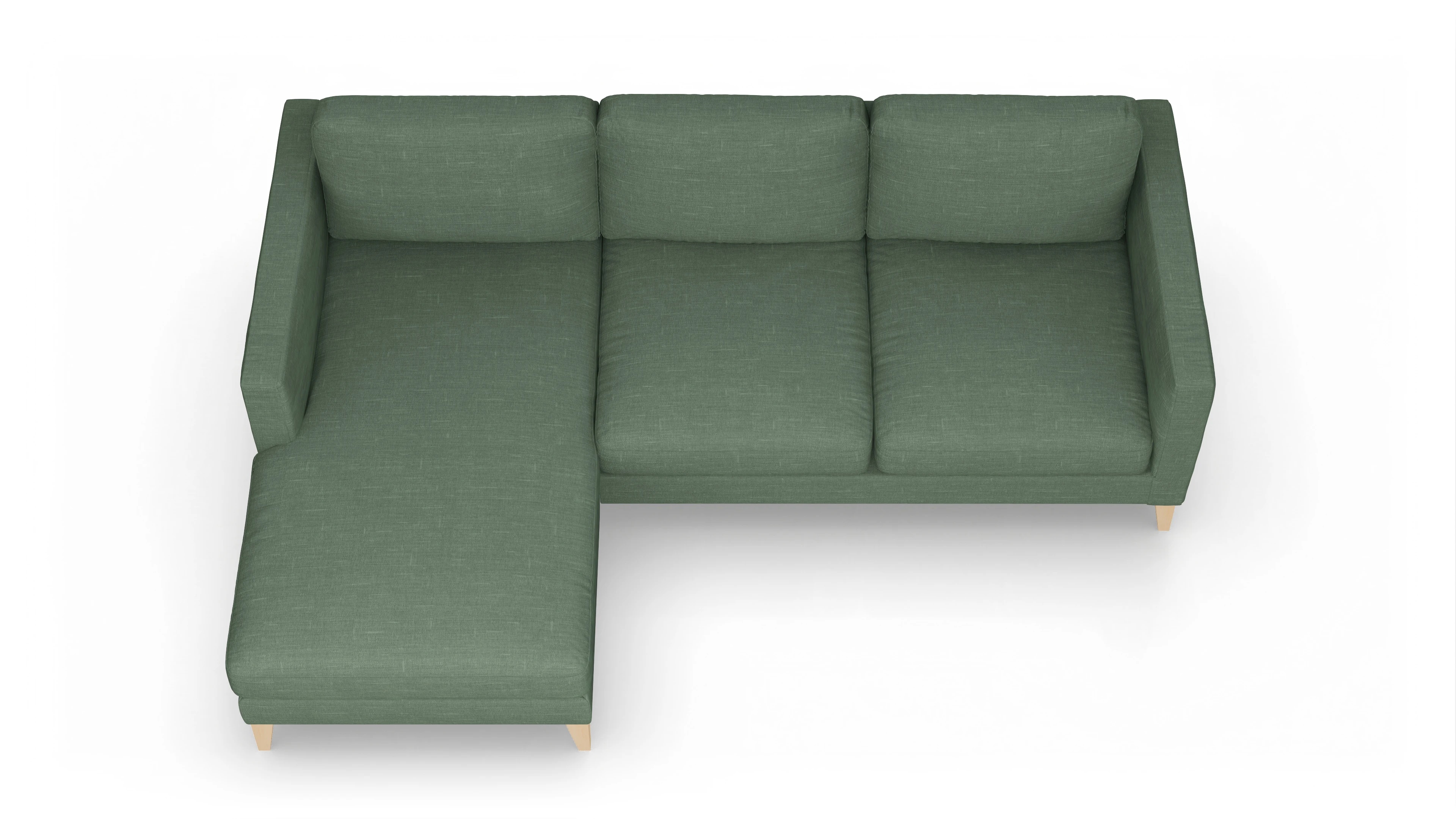 Ansicht des Produktes Montes Sofa mit Rec links in Stoff grün