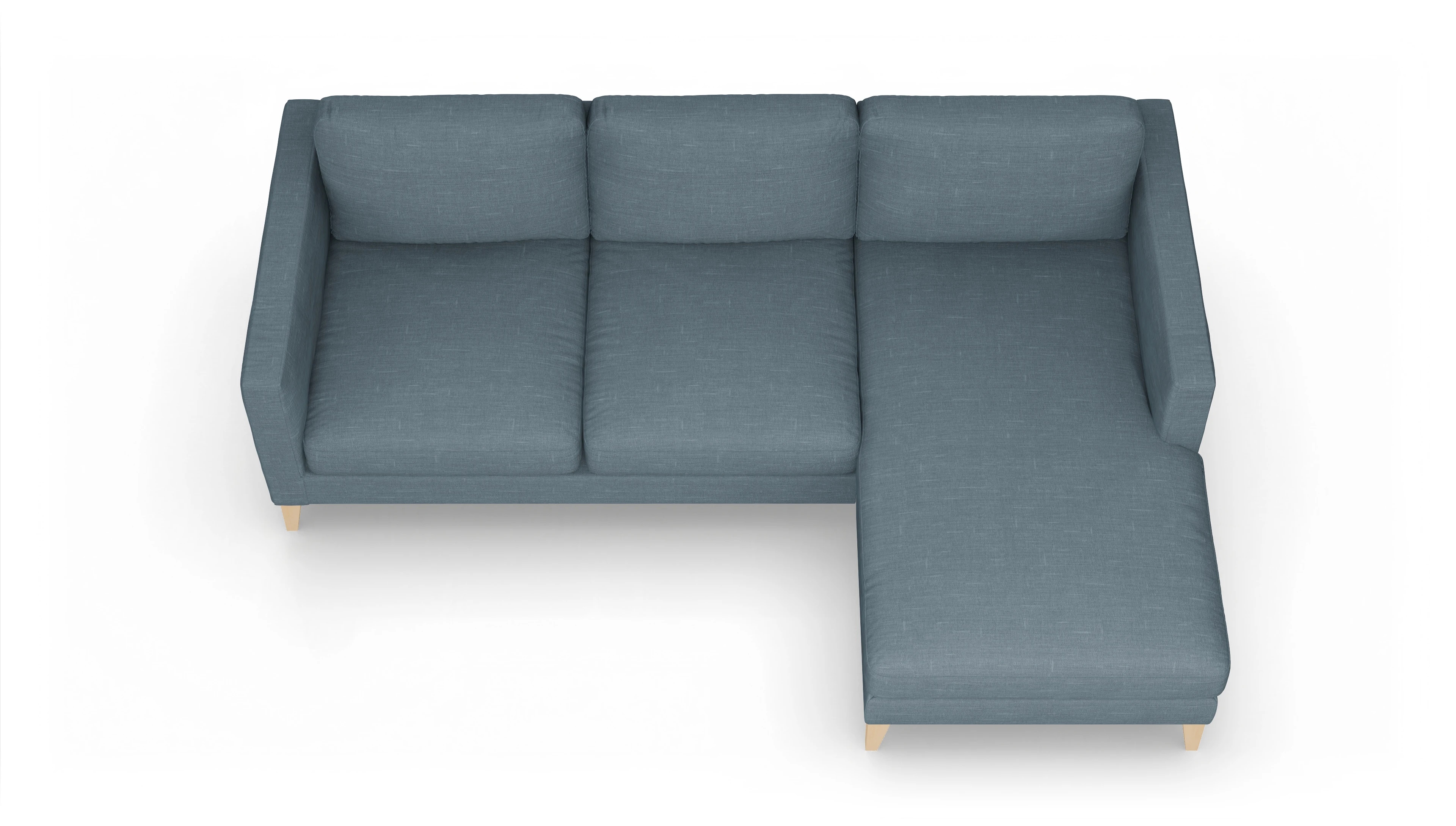Montes Stoffsofa Ansicht des Produktes Montes Sofa mit Rec rechts in Stoff blau