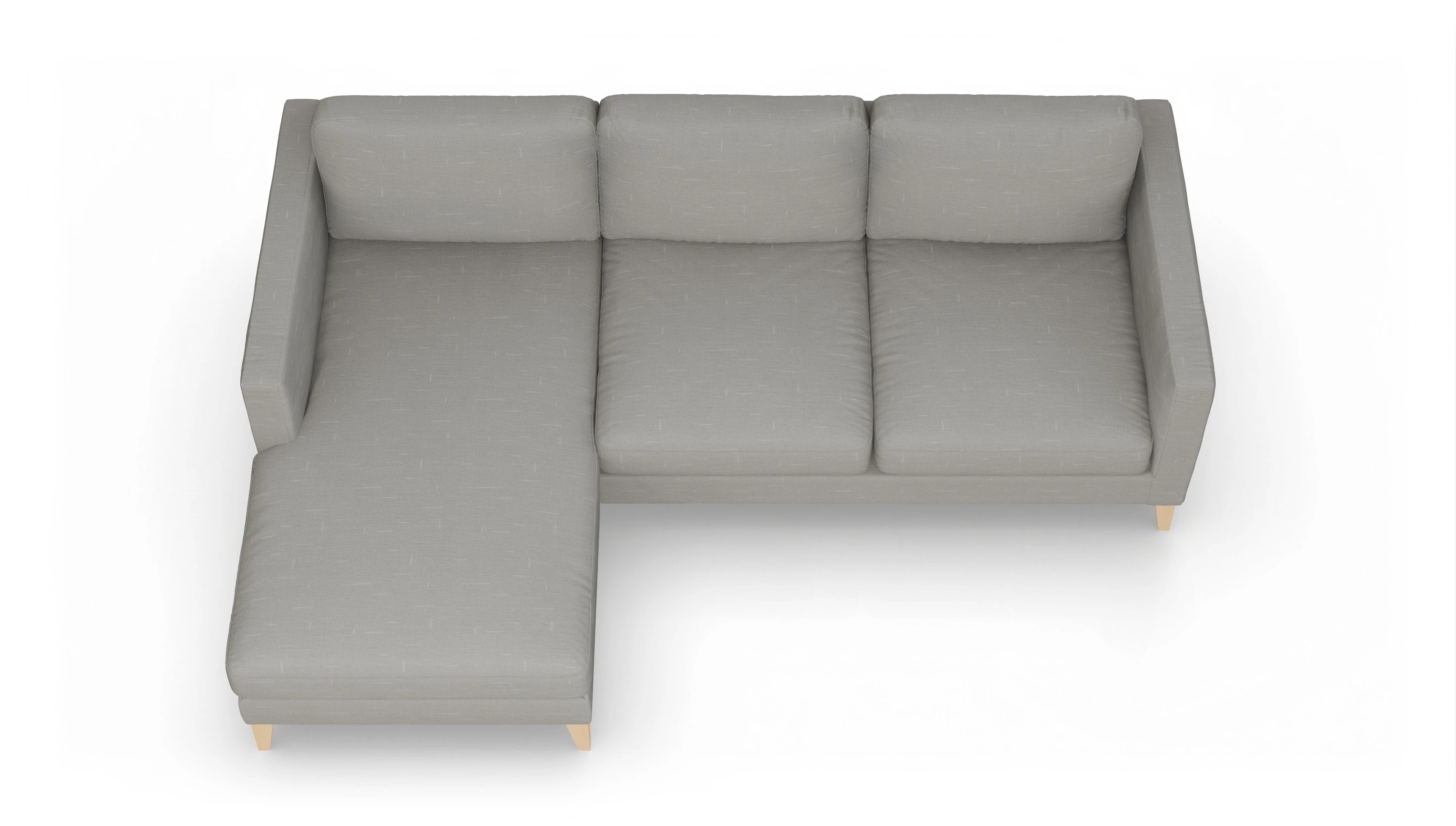 Montes Stoffsofa Ansicht des Produktes Montes Sofa mit Rec links in Stoff grau