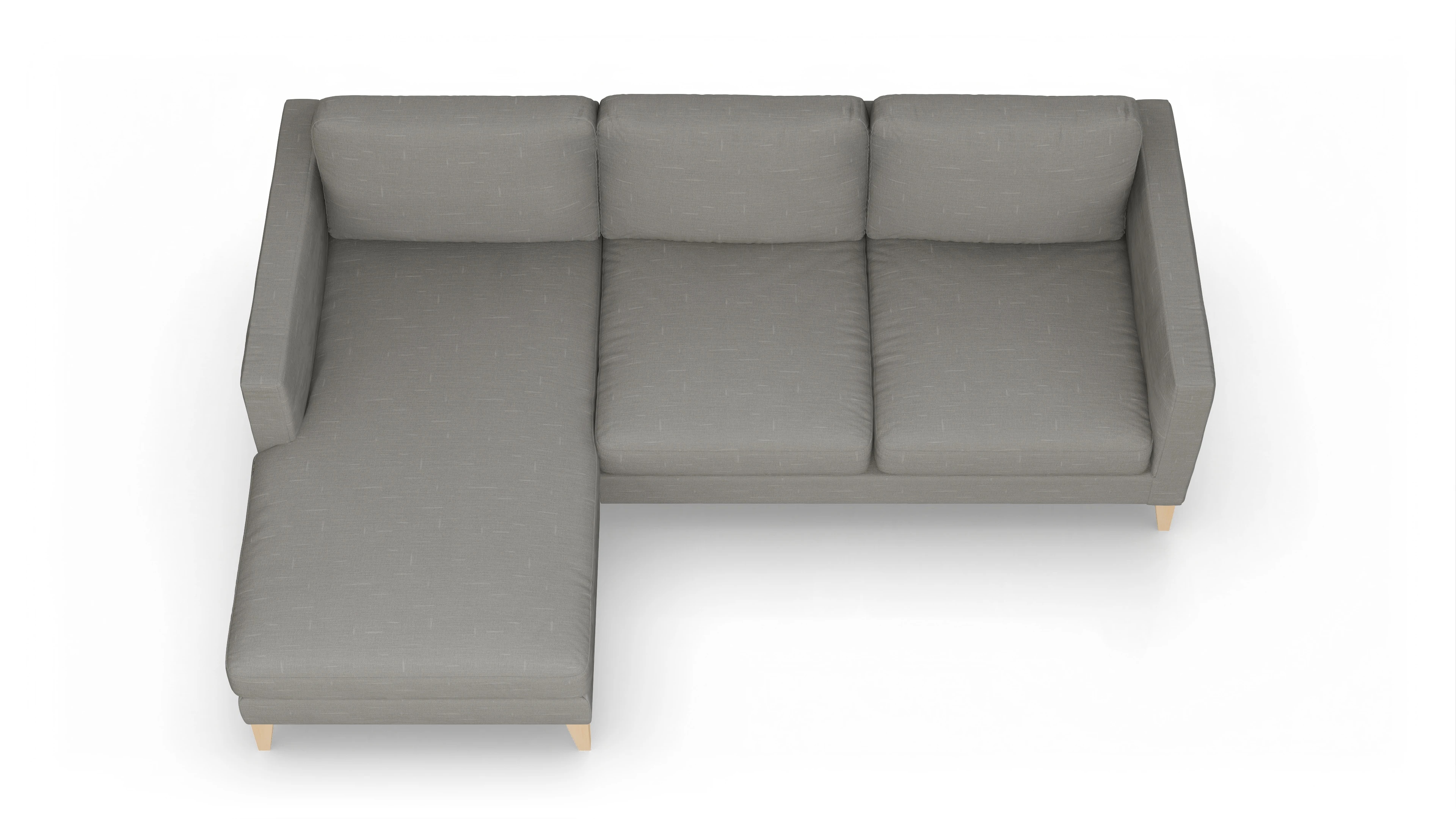 Montes Stoffsofa Ansicht des Produktes Montes Sofa mit Rec links in Stoff grau