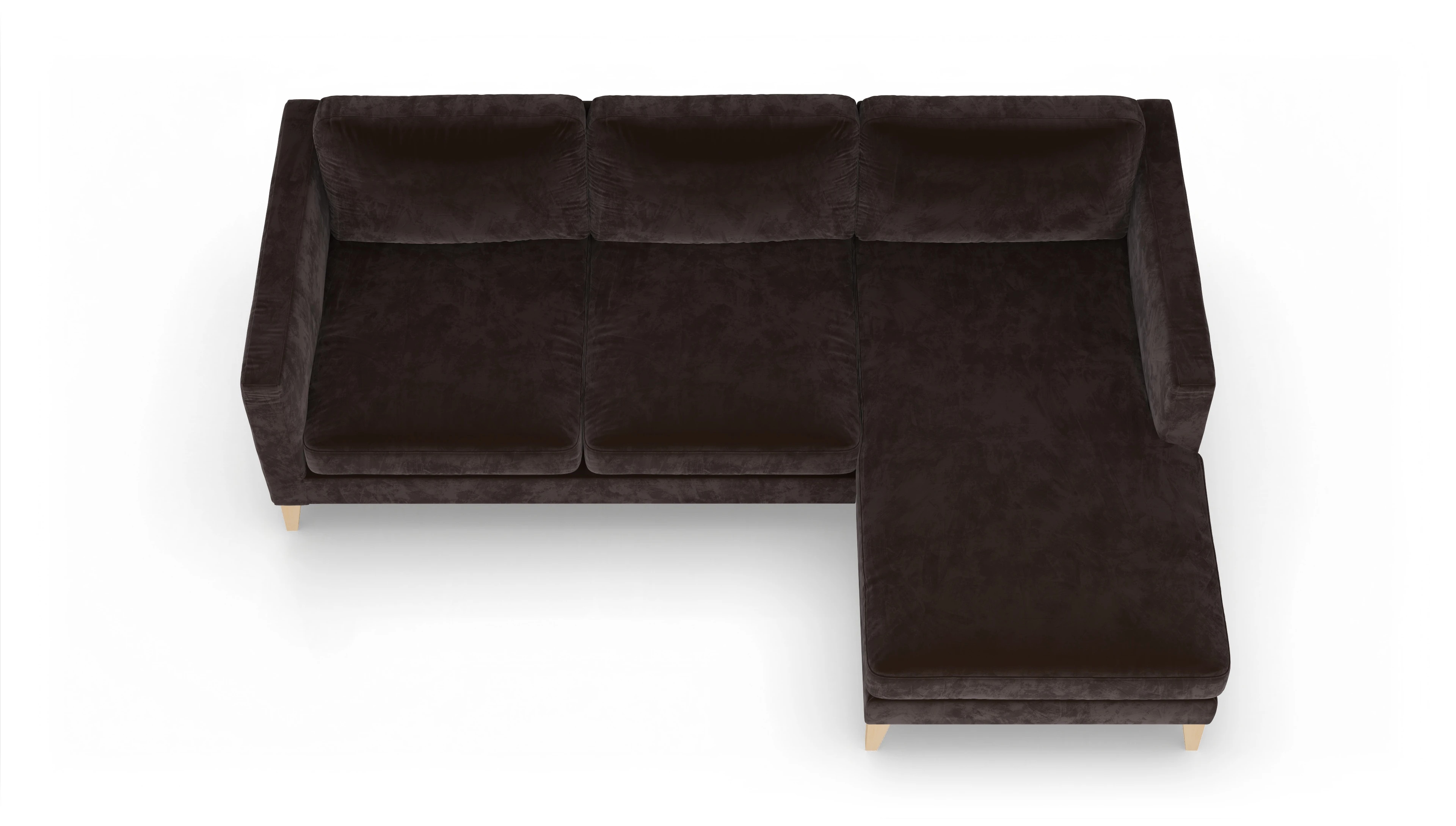 Montes Stoffsofa Ansicht des Produktes Montes Sofa mit Rec rechts in Samt braun