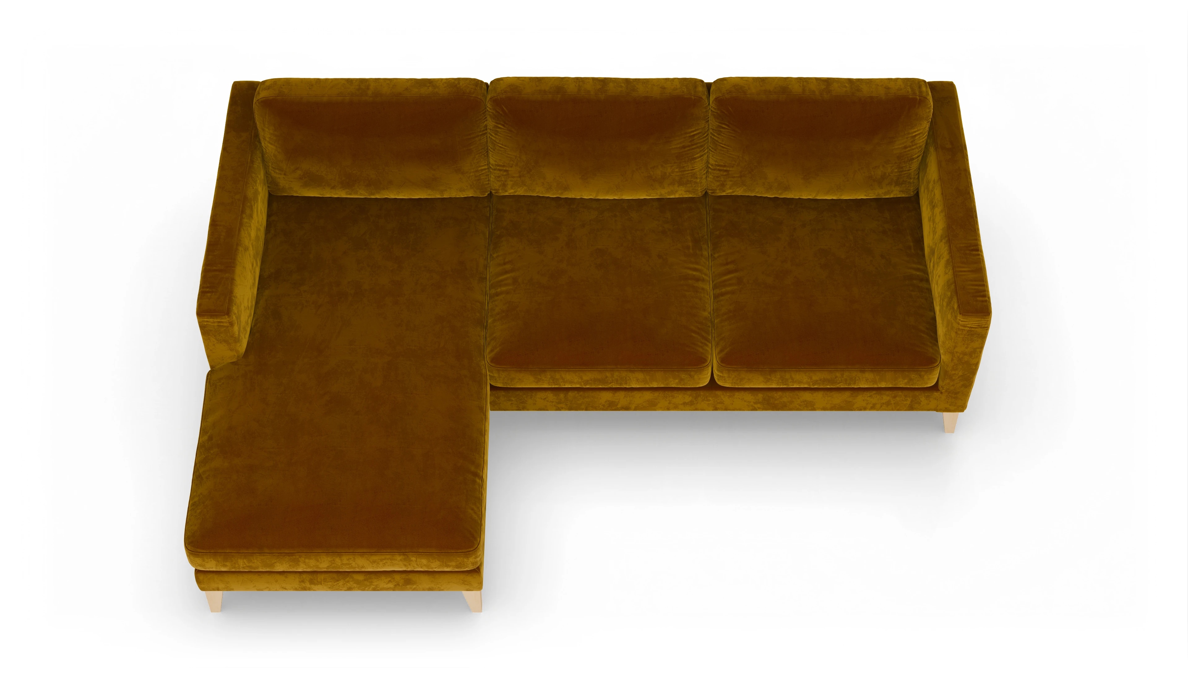 Montes Stoffsofa Ansicht des Produktes Montes Sofa mit Rec links in Samt gelb