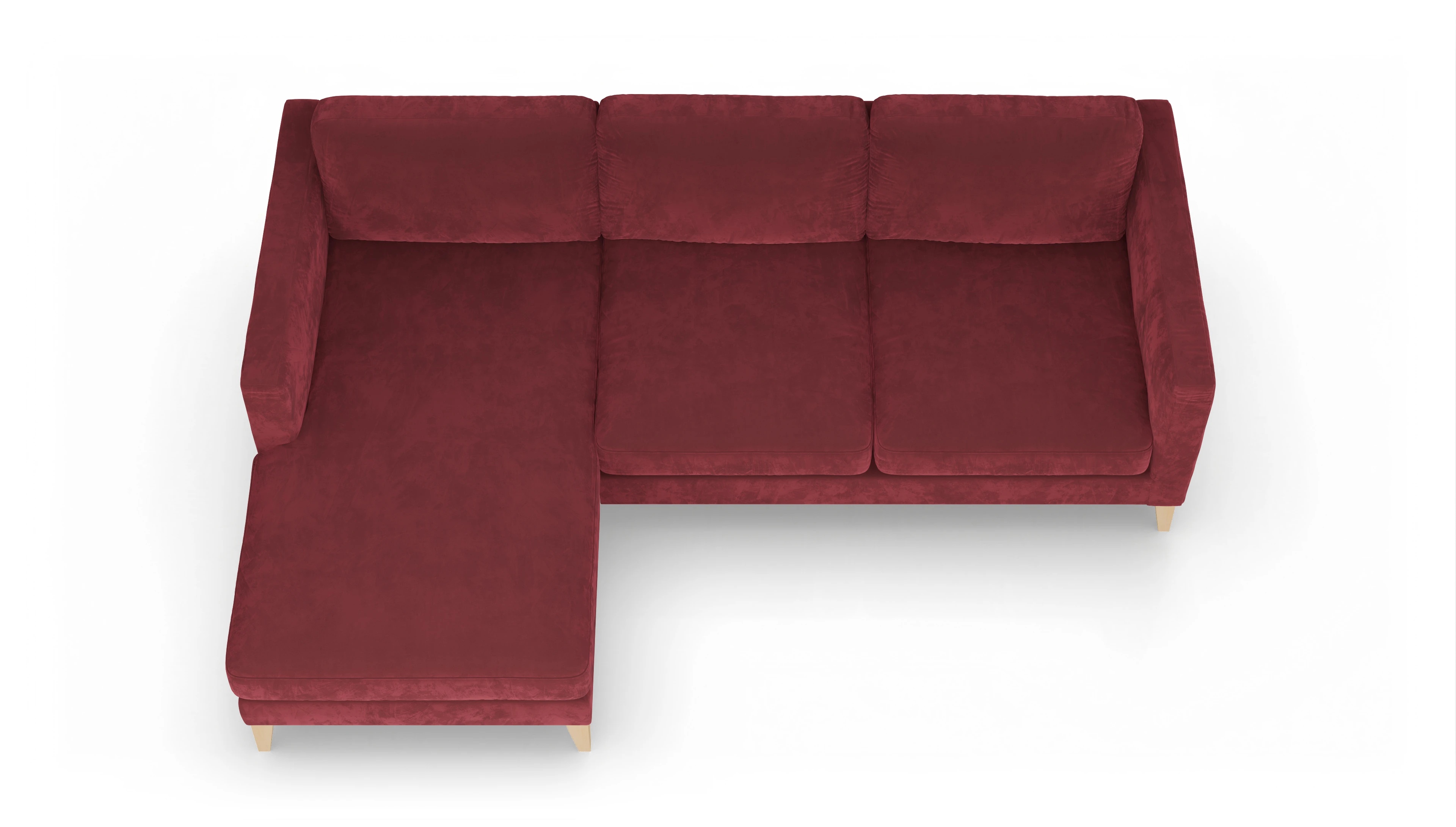 Ansicht des Produktes Montes Sofa mit Rec links in Samt rot