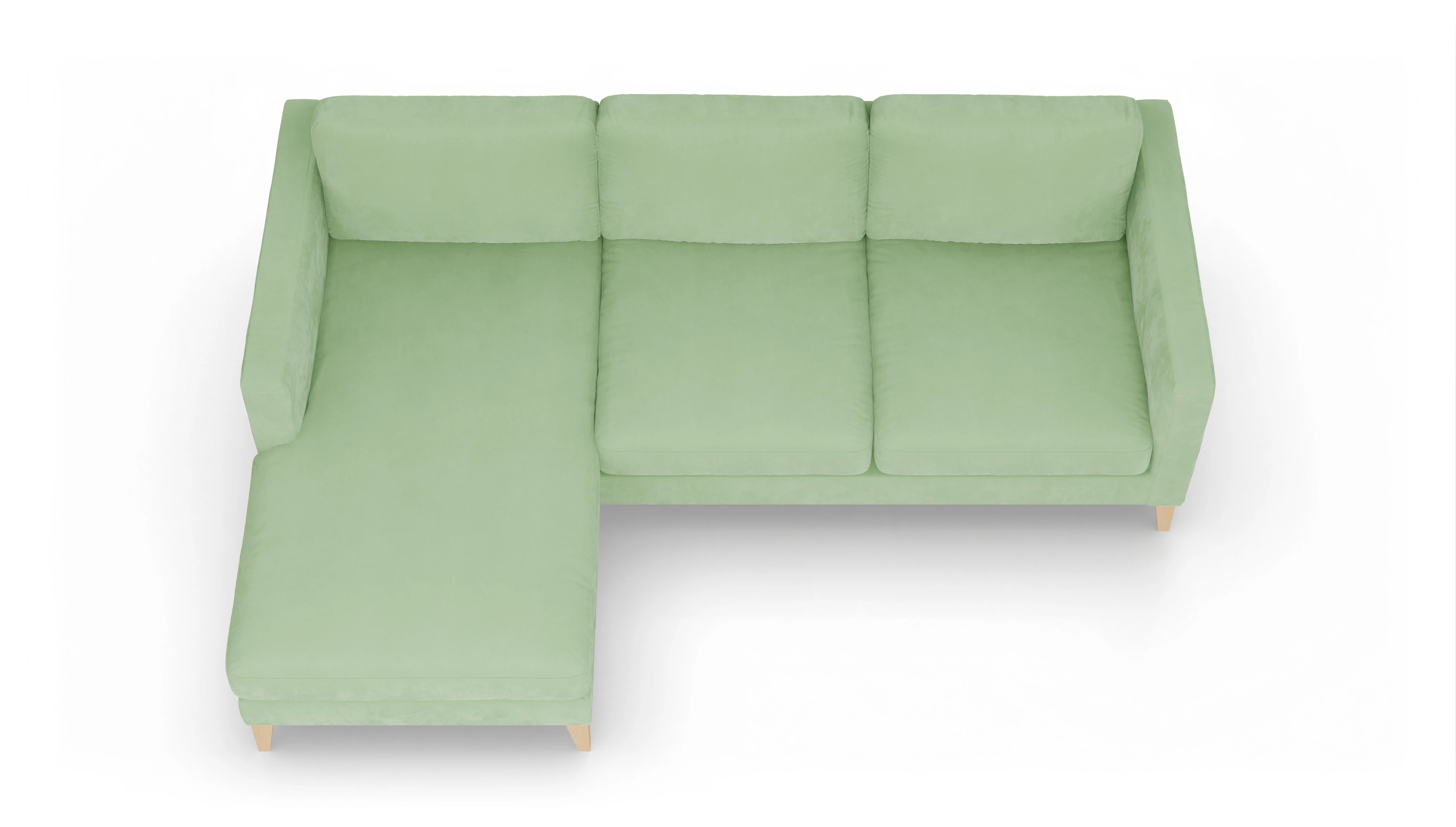 Montes Stoffsofa Ansicht des Produktes Montes Sofa mit Rec links in Samt grün