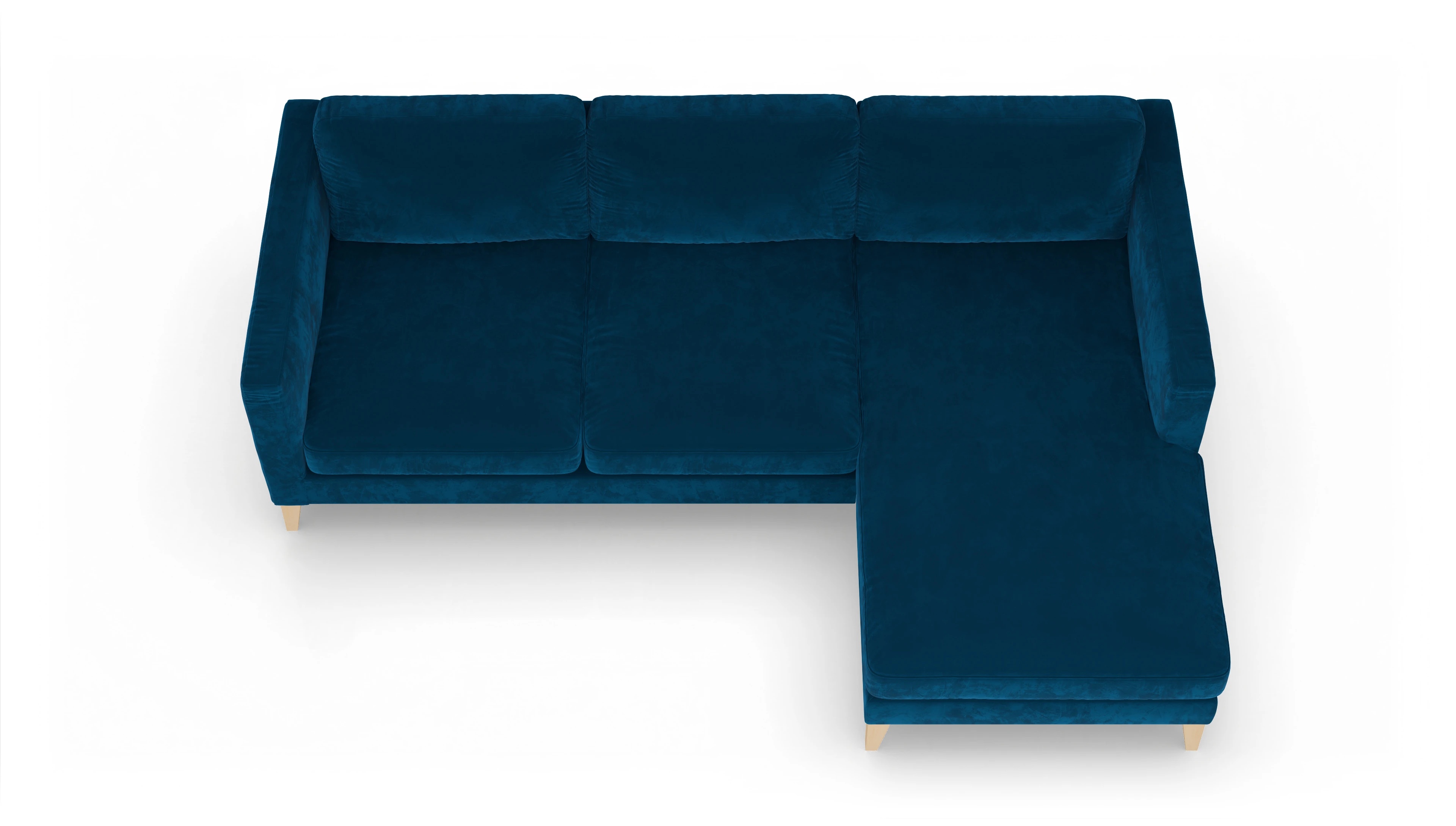 Montes Stoffsofa Ansicht des Produktes Montes Sofa mit Rec rechts in Samt blau