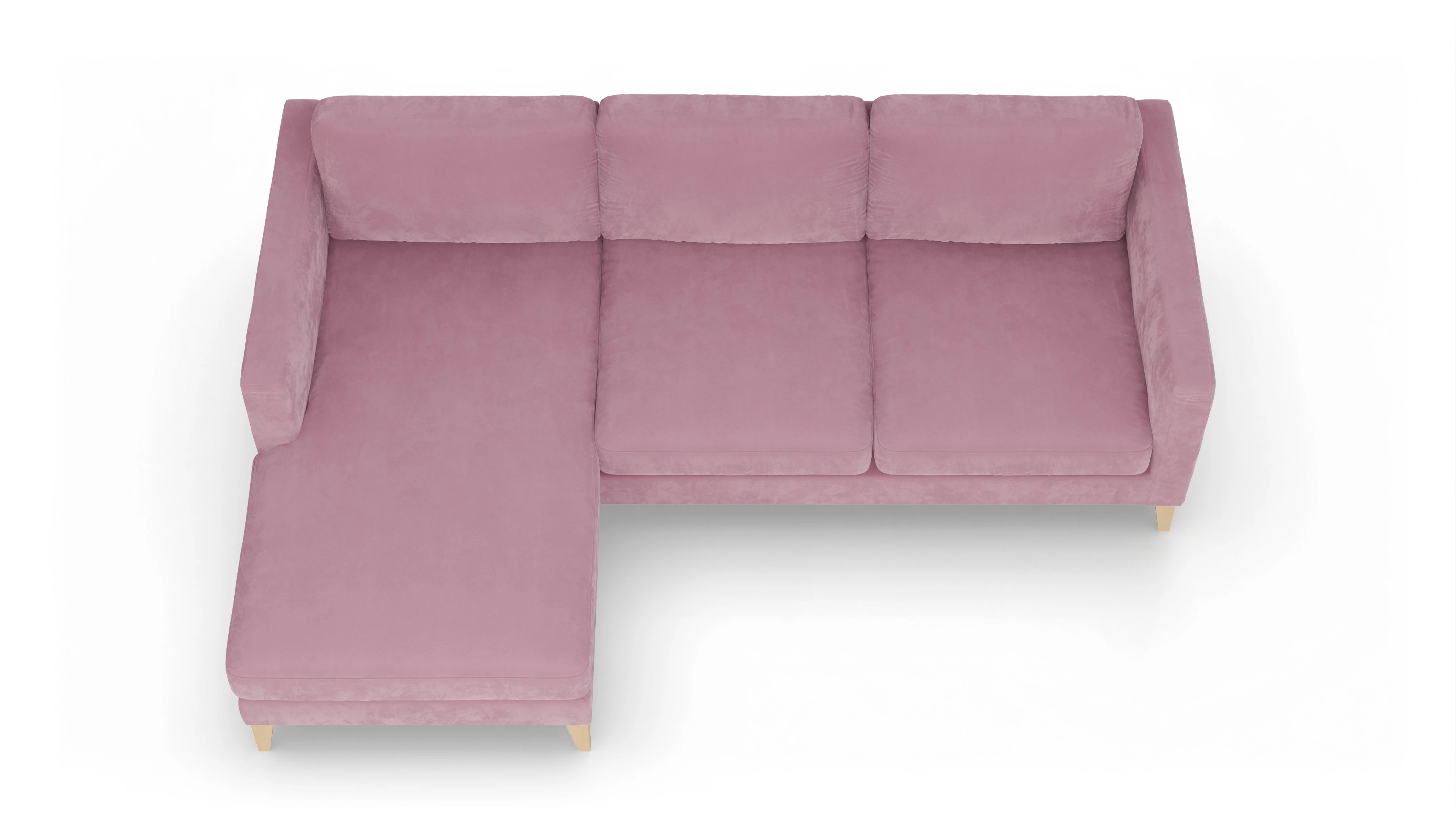 Montes Stoffsofa Ansicht des Produktes Montes Sofa mit Rec links in Samt rot