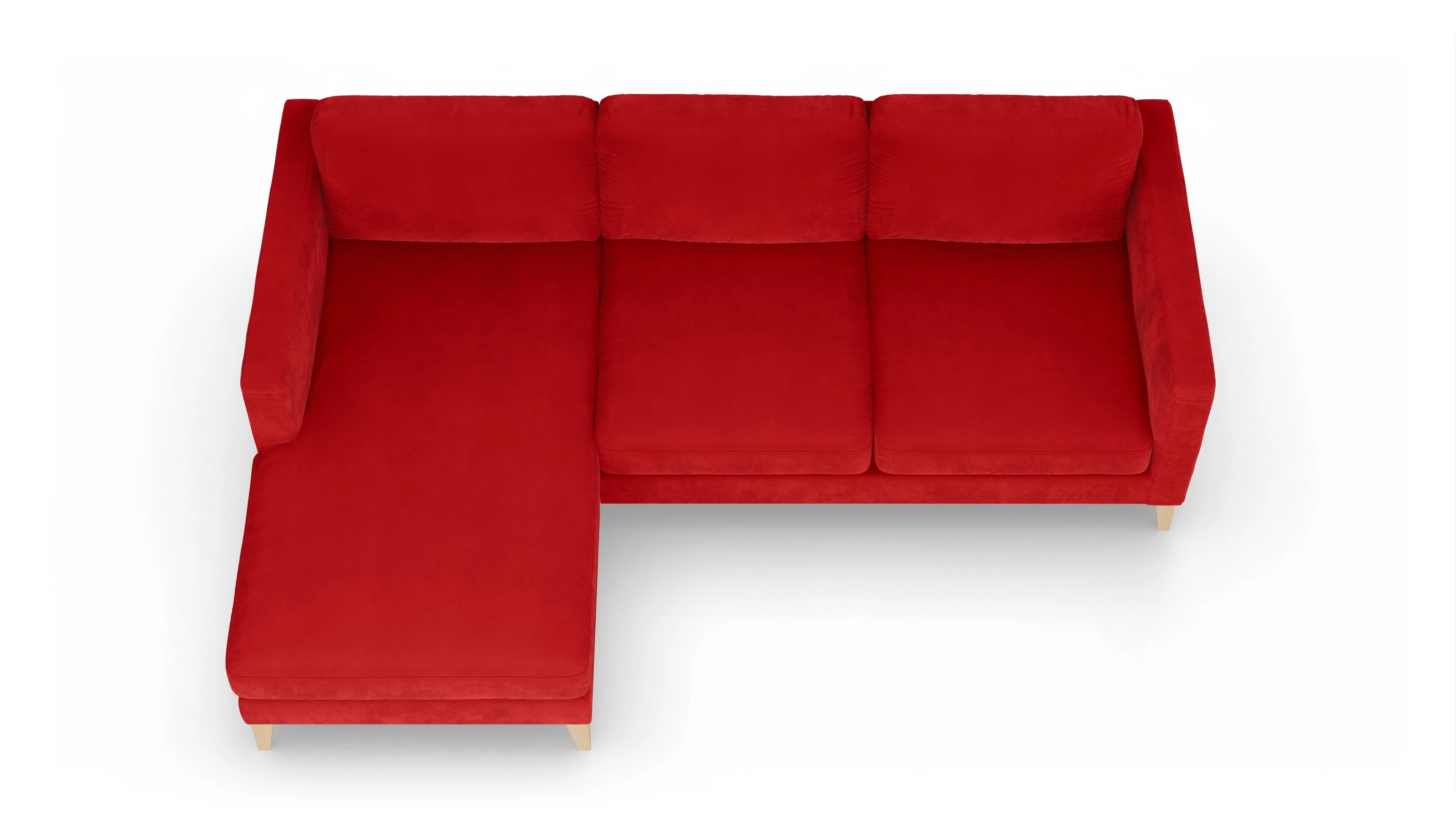 Ansicht des Produktes Montes Sofa mit Rec links in Samt rot
