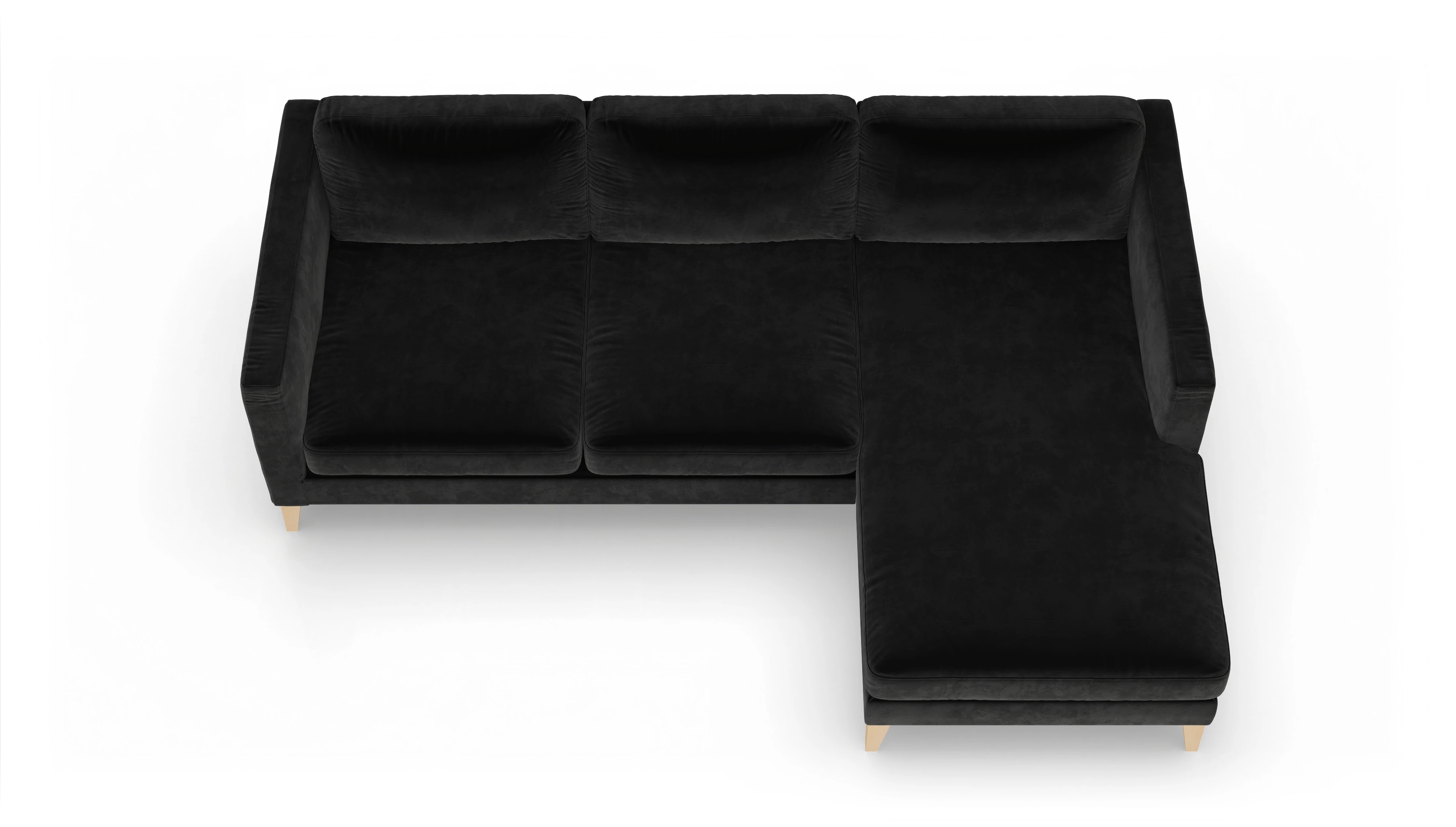 Ansicht des Produktes Montes Sofa mit Rec rechts in Samt schwarz
