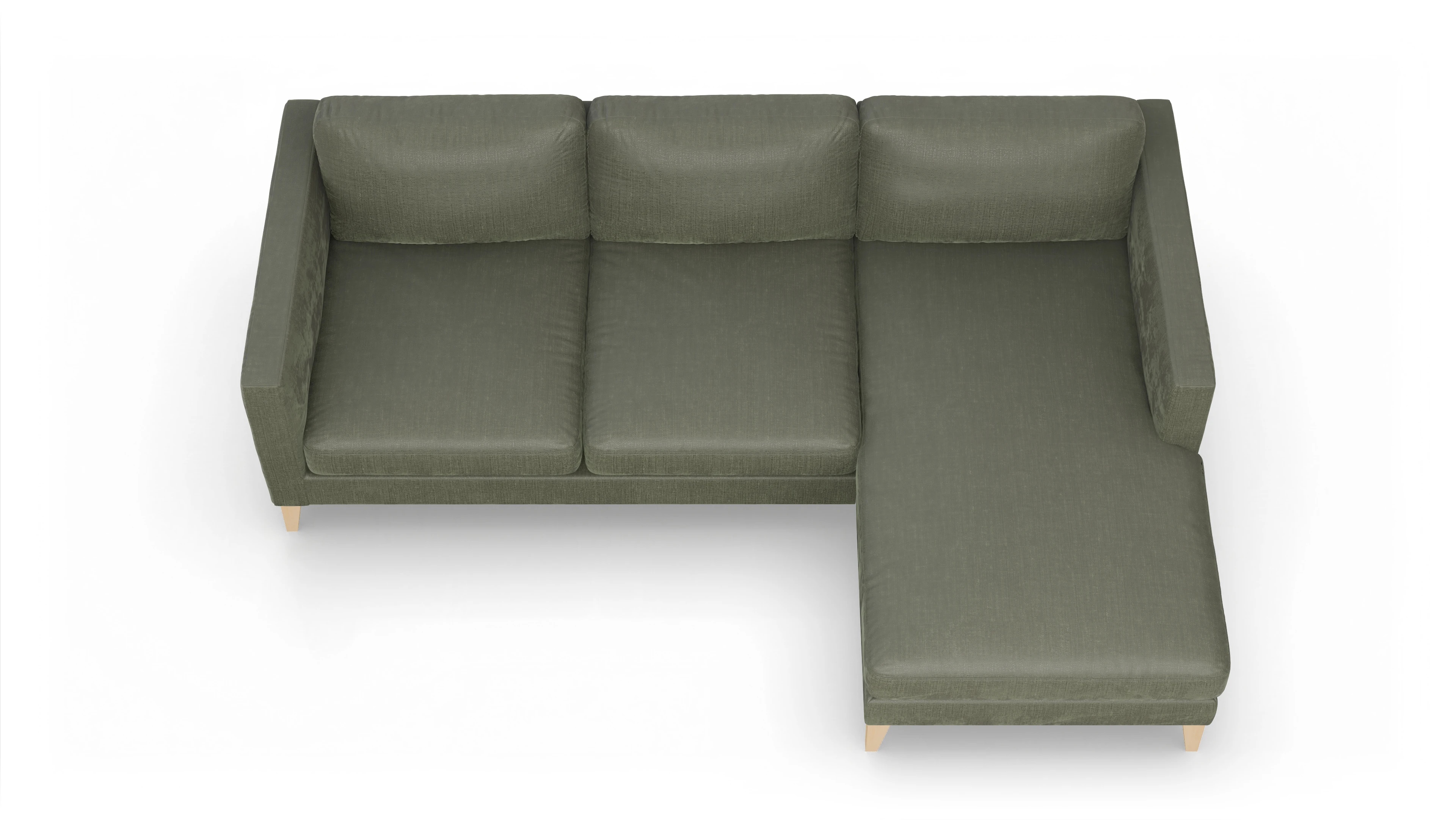 Ansicht des Produktes Montes Sofa mit Rec rechts in Stoff grün